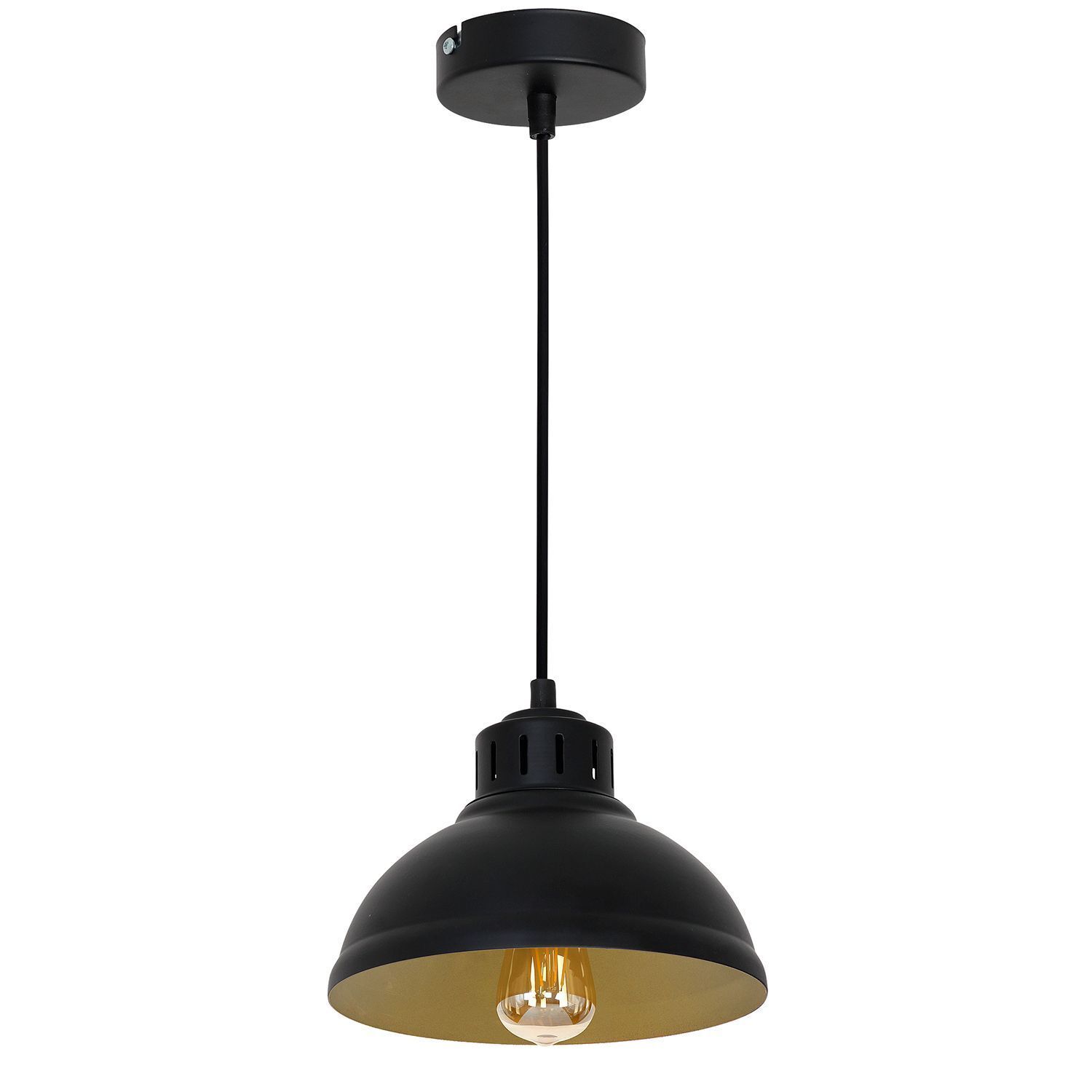 Loft Lampe à suspendre Noir Or Métal Ø21 cm accentué