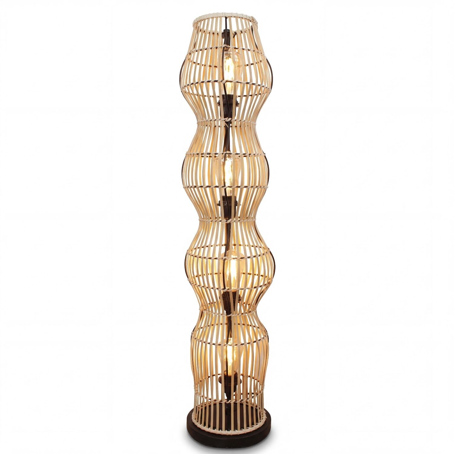 Stehlampe, Lampengehäuse, Holz, Rattan, Standleuchte
