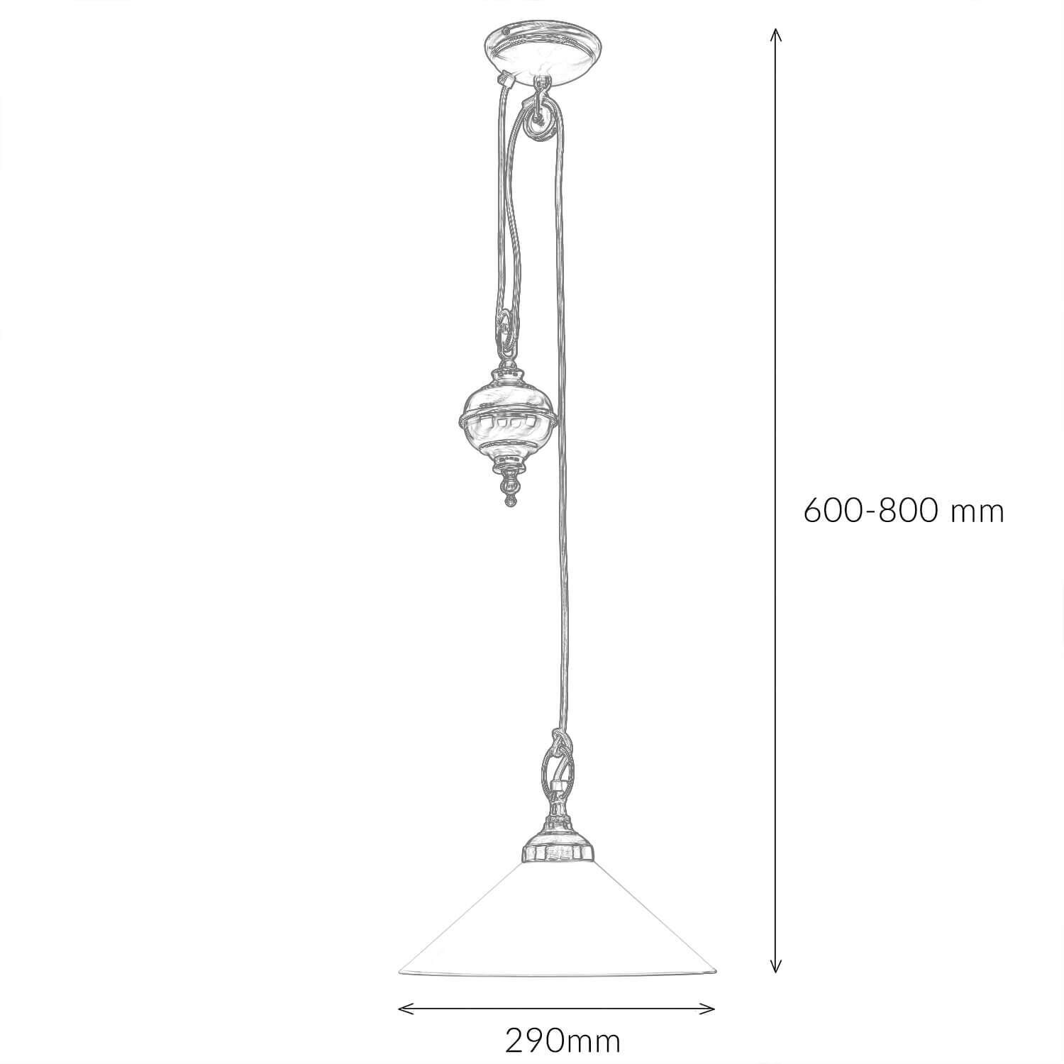 Lampe à suspendre verre laiton massif réglable E27