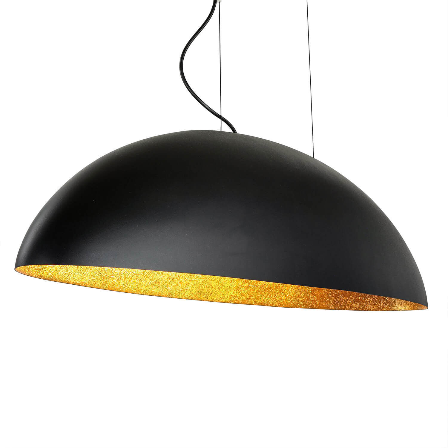 Ovale Pendelleuchte Schwarz Gold L:117cm groß