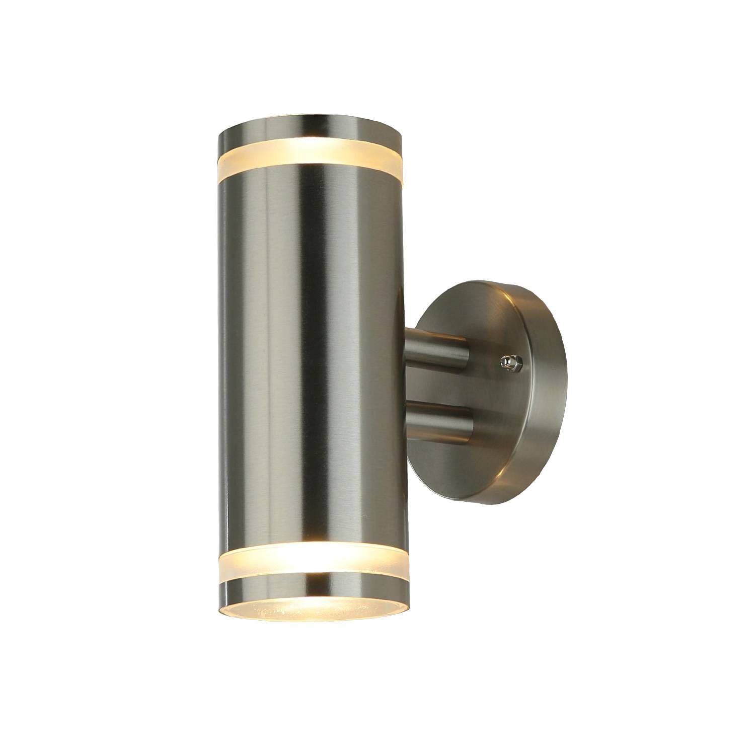 Außenwandleuchte Edelstahl GU10 IP44 H: 23 cm 2-flammig Zylinder, Bronze, Beleuchtung