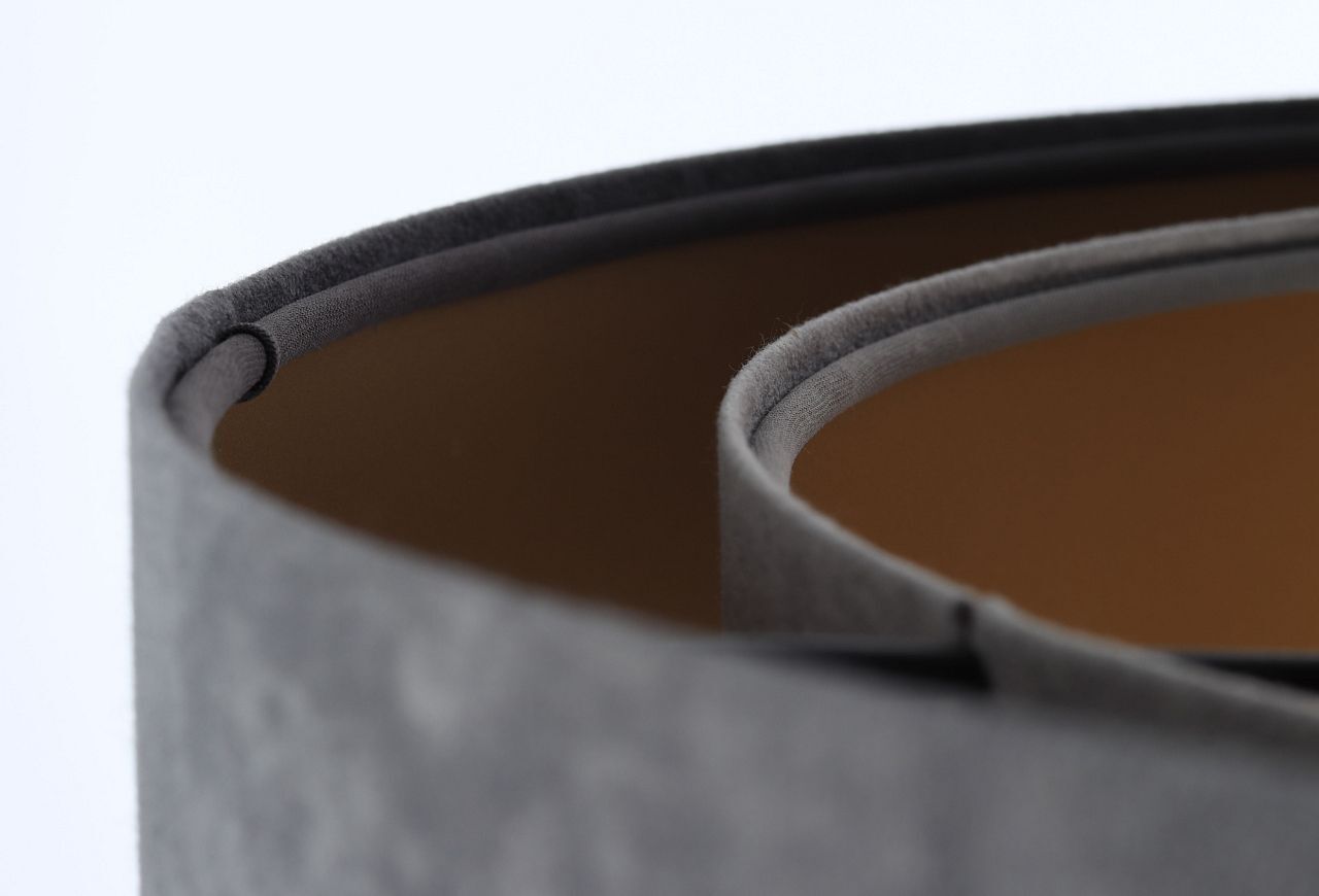 Pendelleuchte rund D: 50 cm Grau Gold E27 Stoffschirm Zubehor, Gürtel