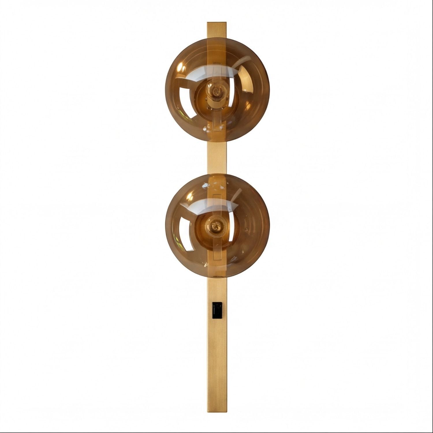 Wandleuchte, Stehlampe, Glaskugel, Holzständer, 2-Licht-Armatur