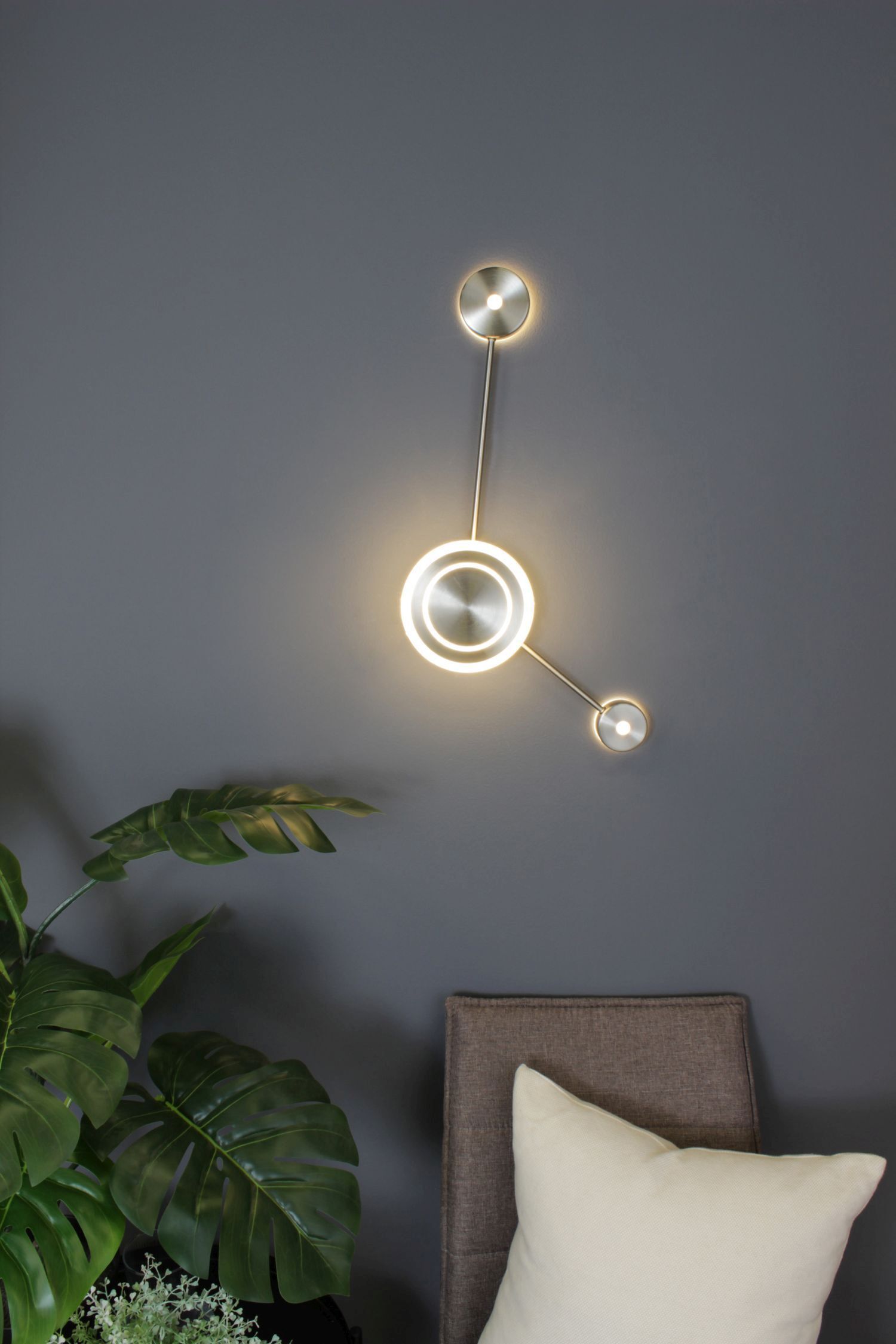 LED Wandlampe Aluminium dimmbar H:44 cm 3000 K Silber wandlamp, lichtband, wanddeko, metall, cirkellicht