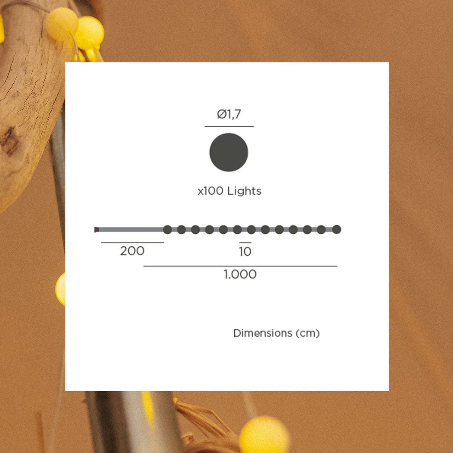 LED Solar Außenlichterkette 1800 K IP44 1 m lang Text, Visitenkarte, Papier