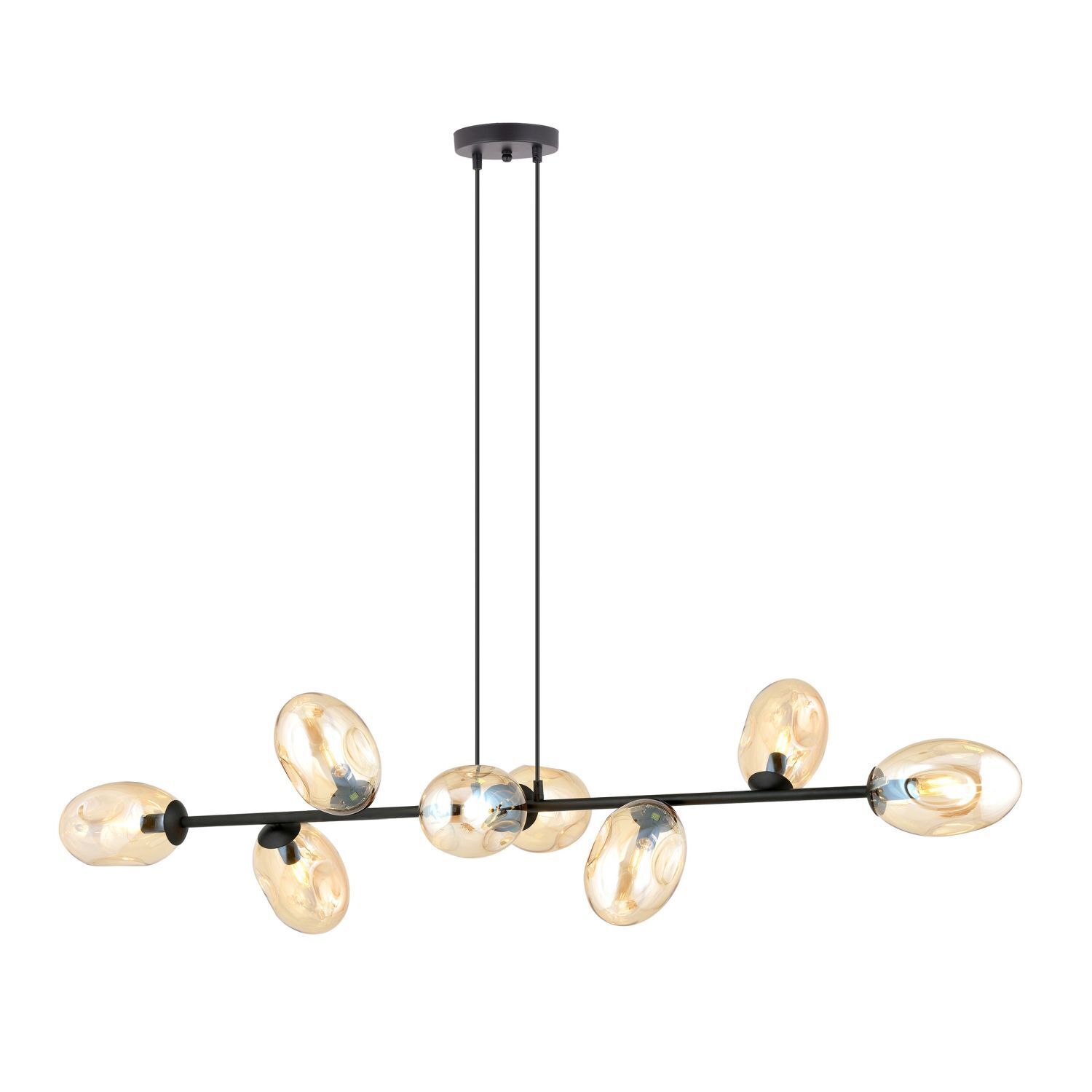 Lampe à suspendre longue 140 cm 8x E14 verre métal décoratif