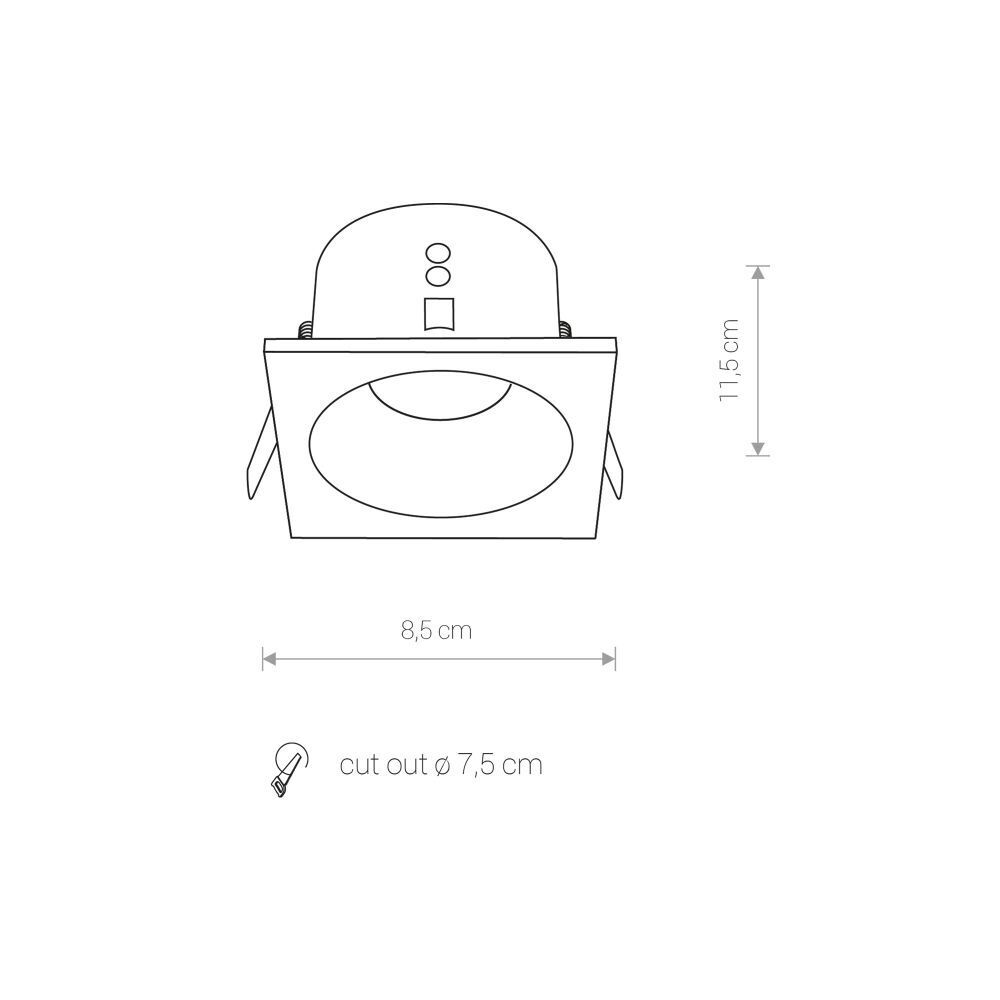 Spot encastré blanc aluminium L:8,5cm GU10 Intemporel