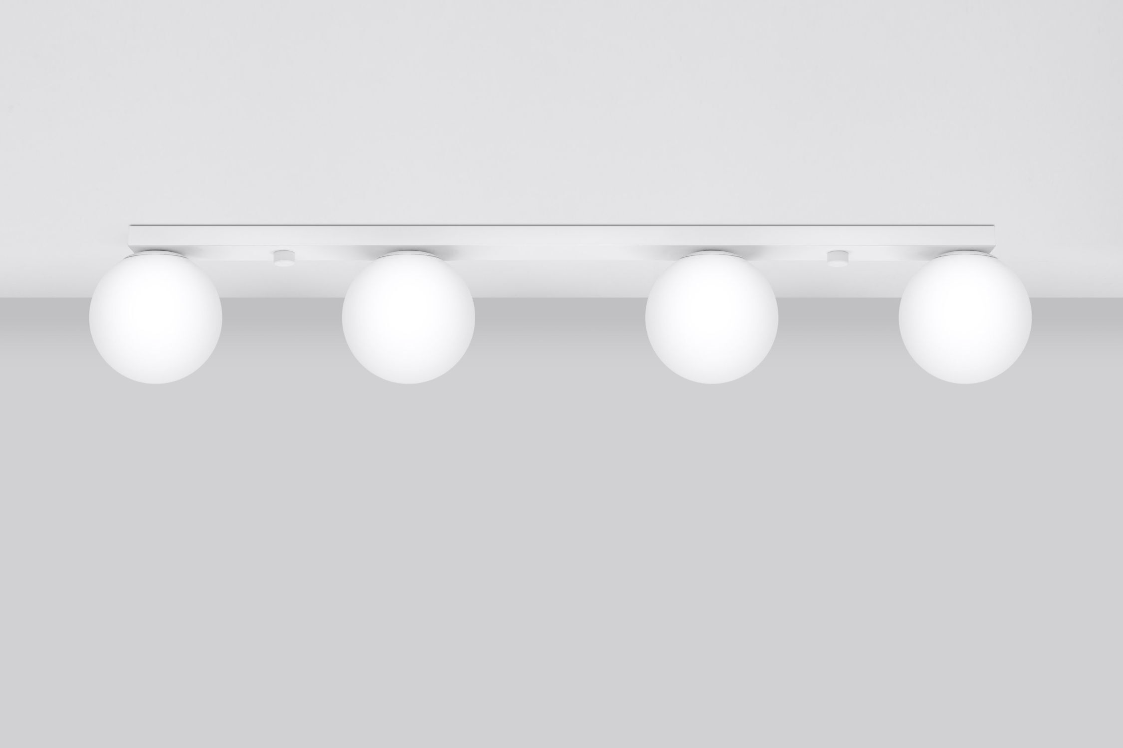 Deckenleuchte Weiß 88 cm lang Glas Metall 4-flammig G9
