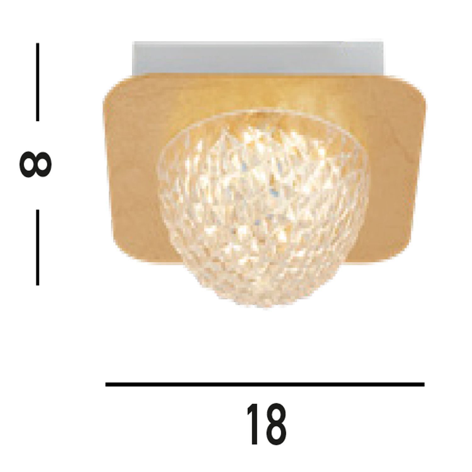 LED Einbaustrahler in Gold Metall B:18 cm 585 lm Decke