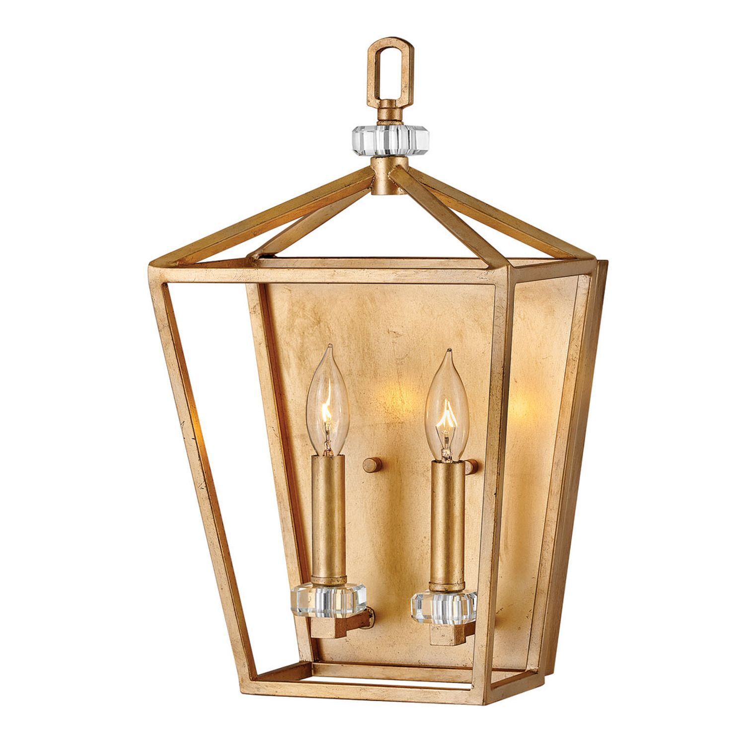Wandlampe Metall E14 H: 43,1 cm in Messing Antik TARIN Laterne, Gold, Metall, Kerze, Beleuchtung