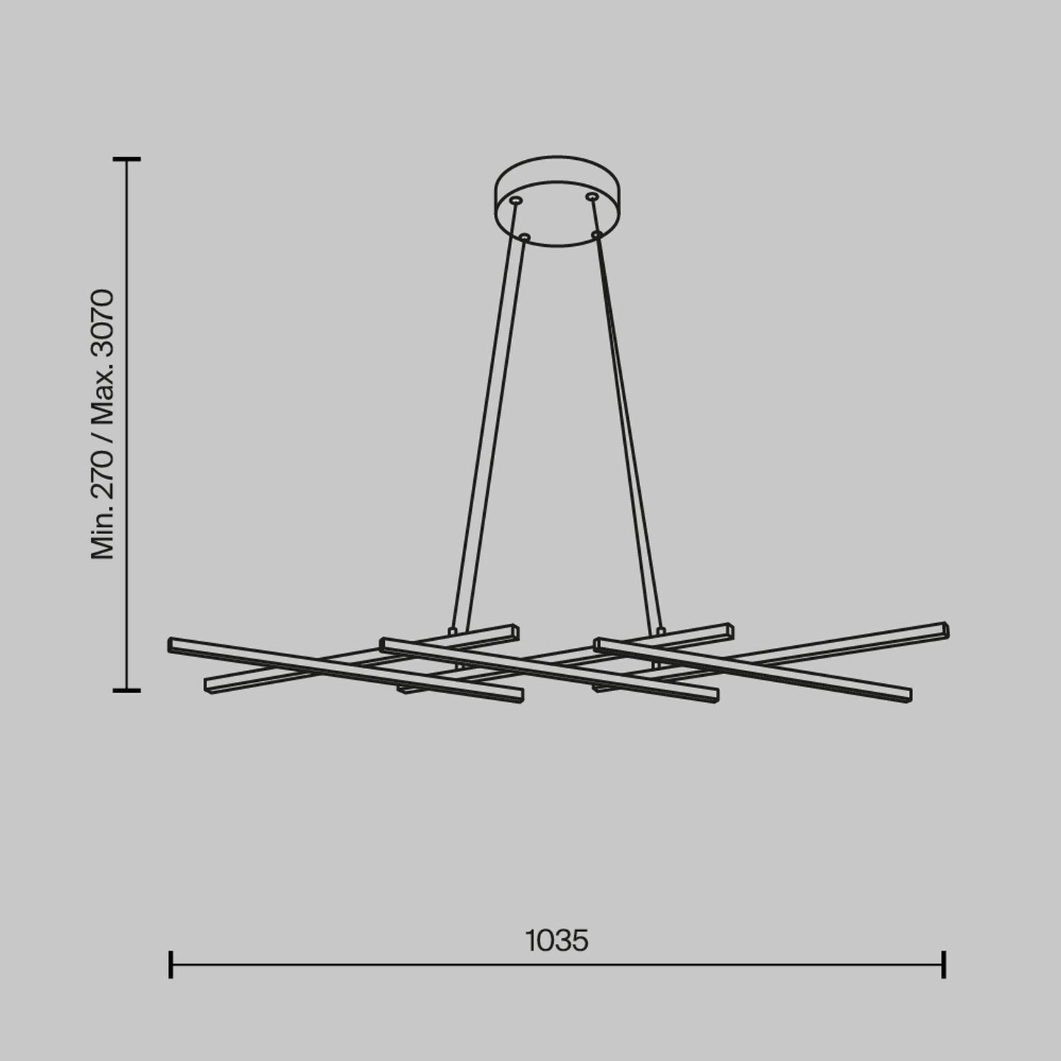Suspension LED aluminium H : max. 305,7 cm en laiton
