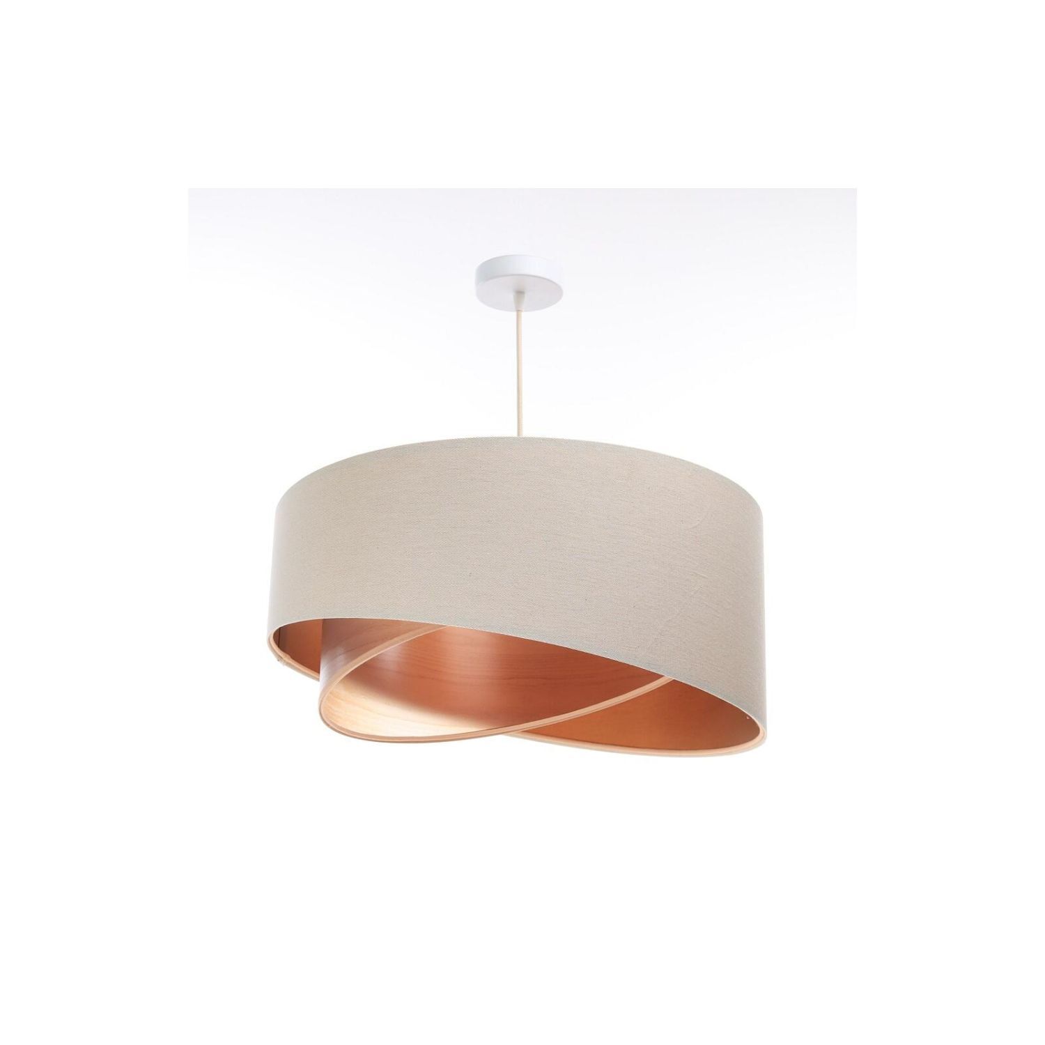 Hängeleuchte Leinen E27 rund D: 50 cm Modern Beige Kupfer Lampe