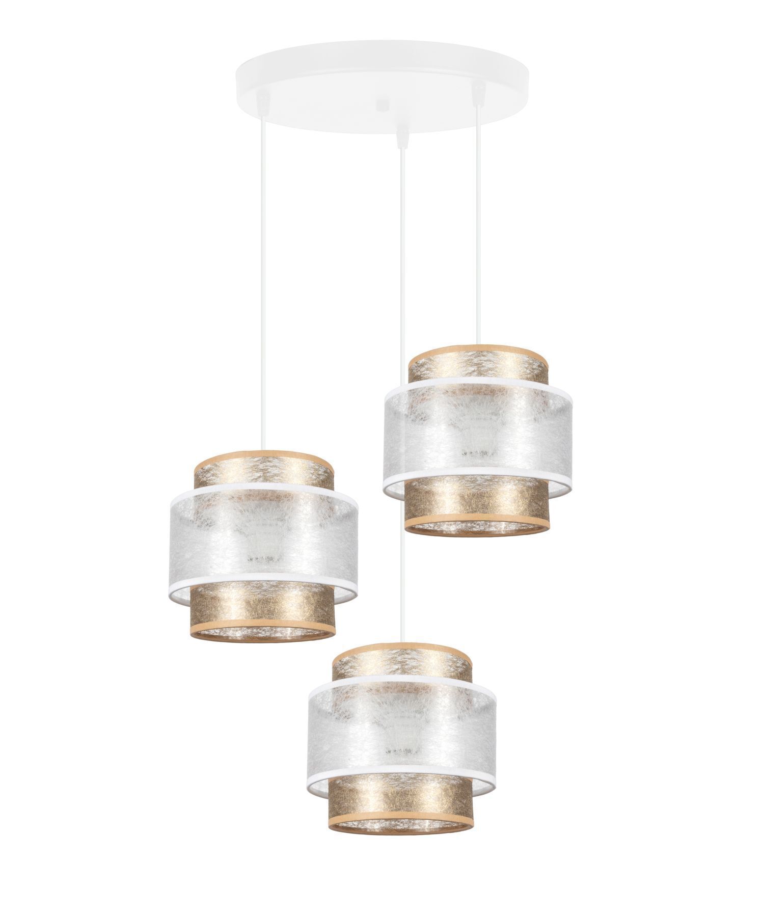 Blendarme Lampe à suspendre Abat-jour en tissu blanc or E27 L:38 cm