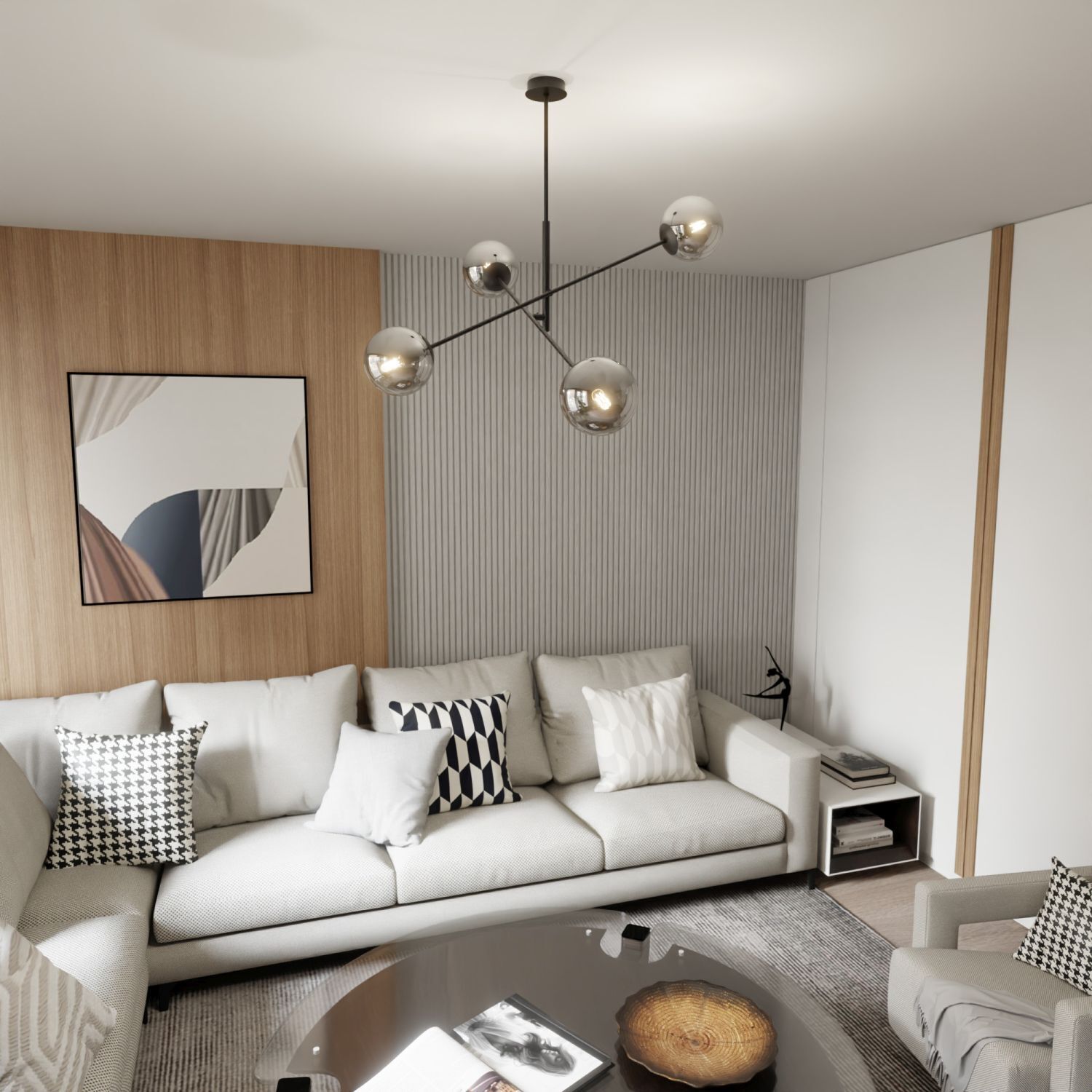 Deckenlampe schwenkbar L: 102 cm E14 4-flammig Kugelschirm Dekoration für Zuhause, Innenarchitektur, Couch, Wohnzimmer, Kissen