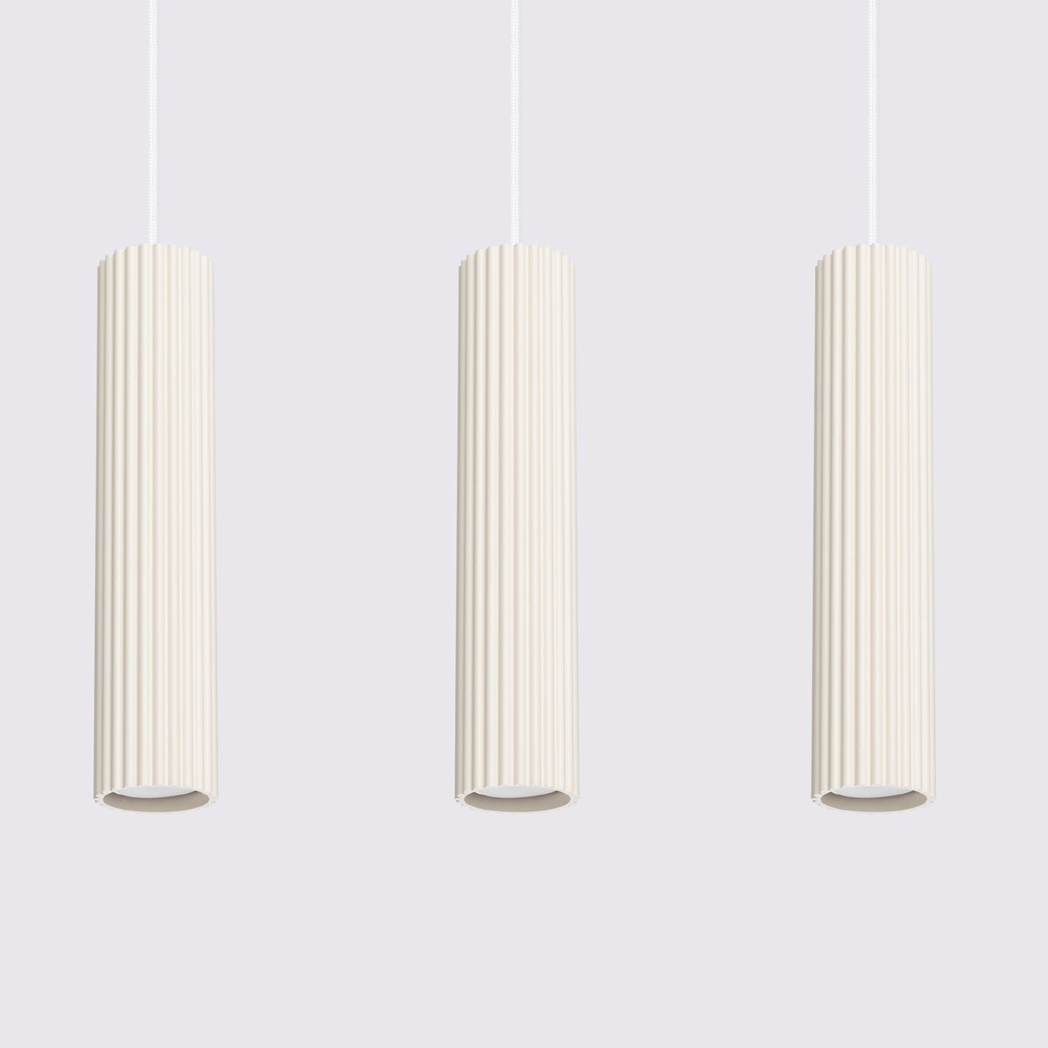 Pendelleuchte 3-flammig GU10 B: 45 cm in Creme Modern Lampe, Zylinder