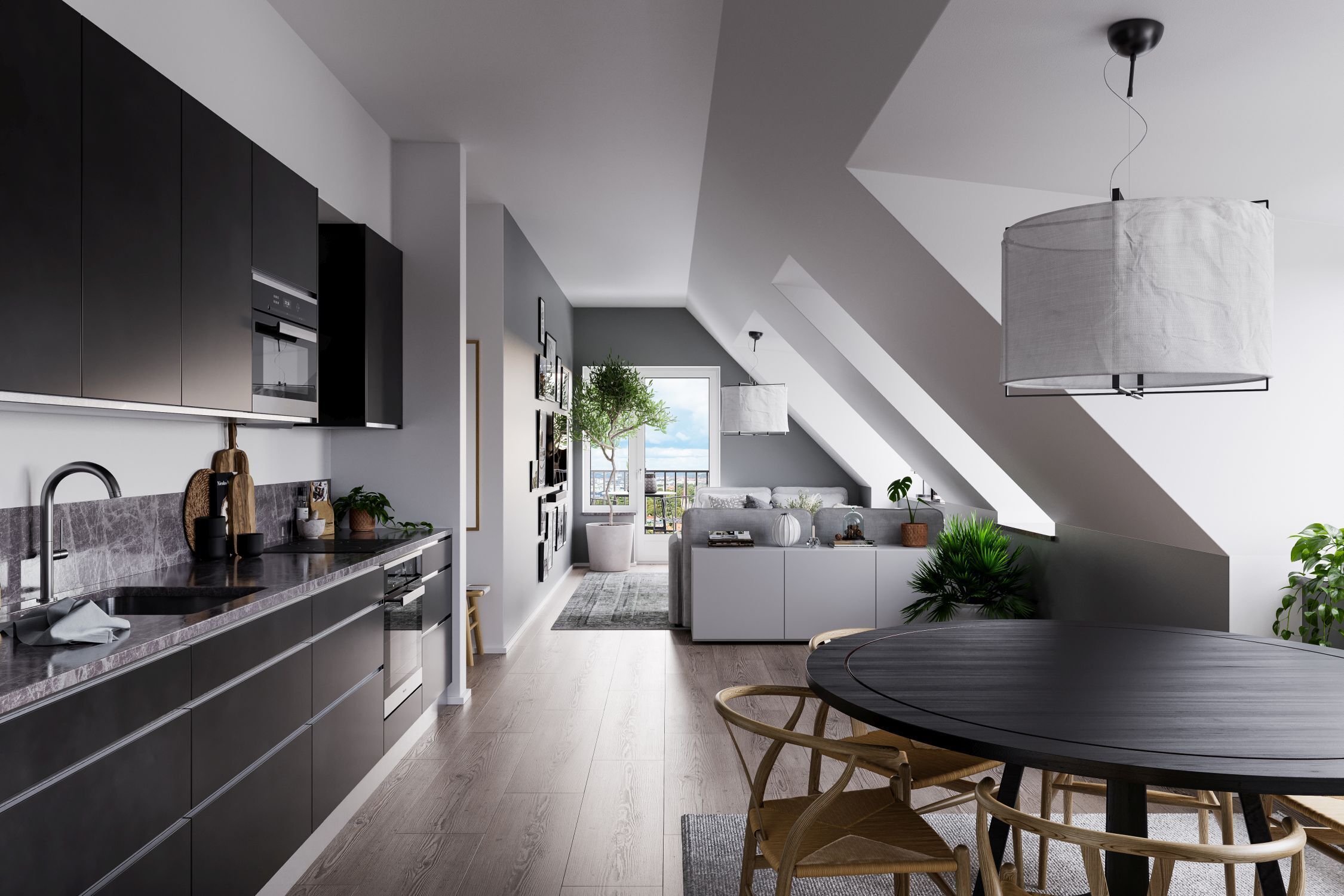 Drinnen, Innenarchitektur, Küche, Dachboden, Dekoration für Zuhause