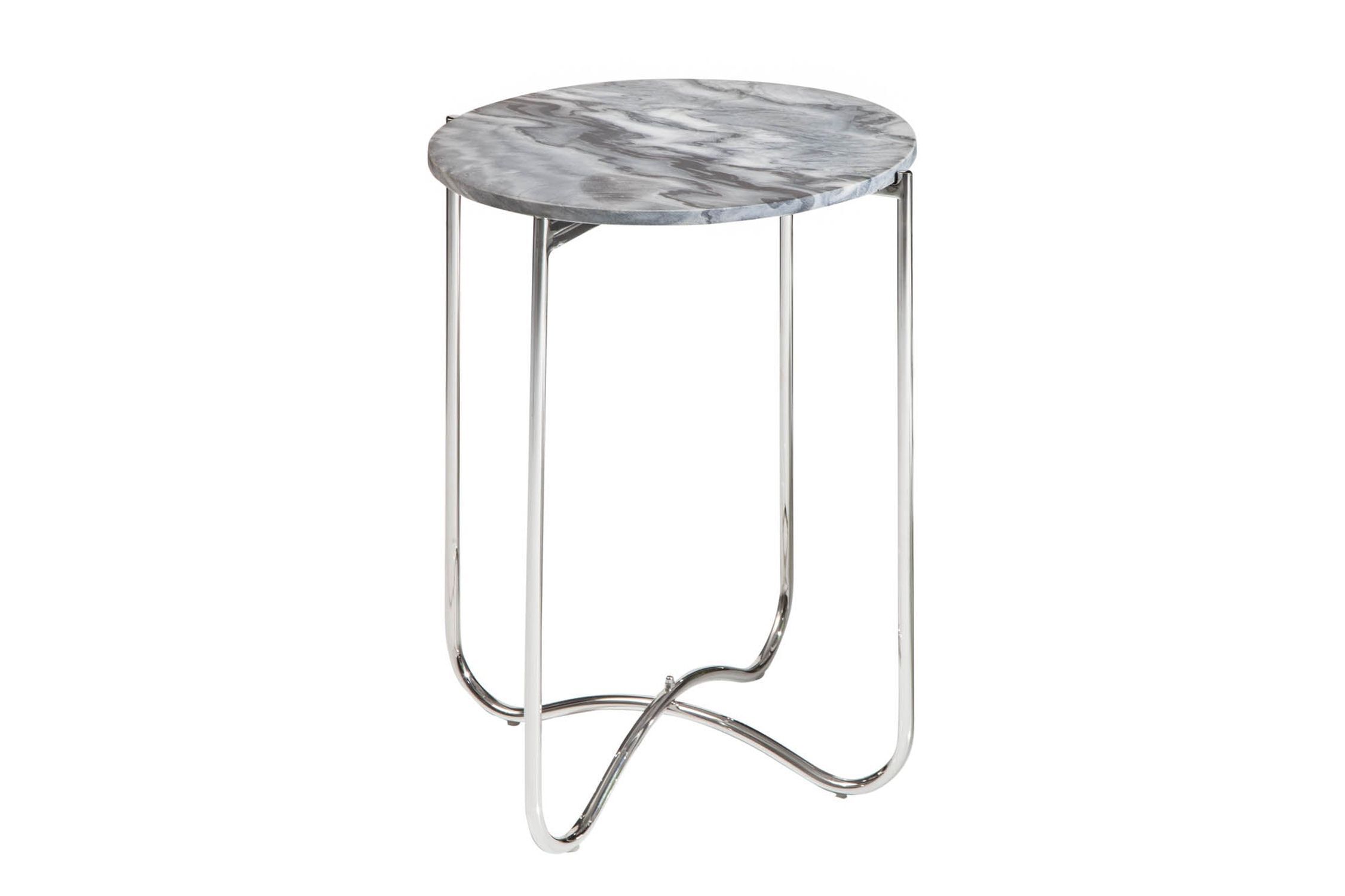 Table d'appoint en marbre métal gris argenté 43x43 cm