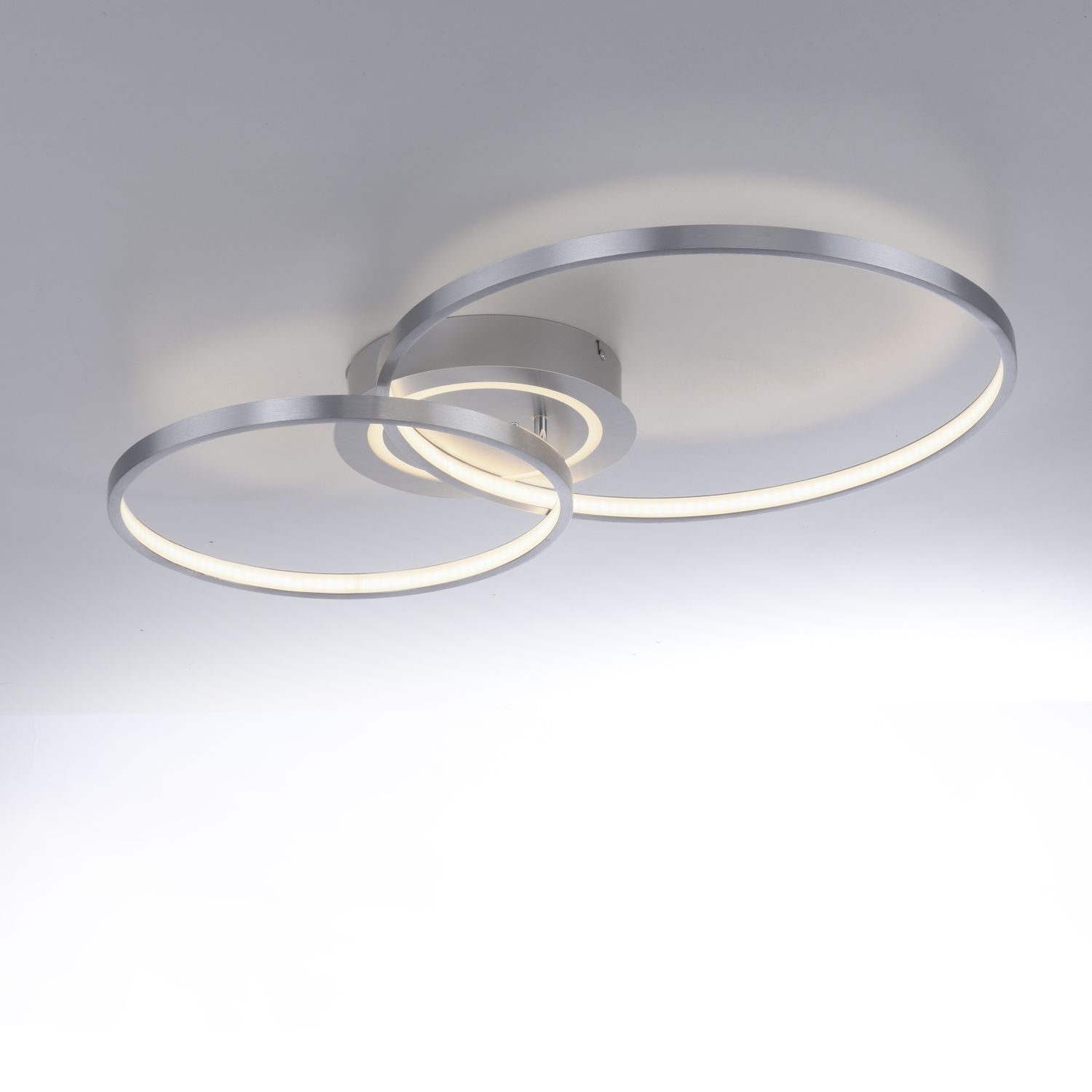 Stilvolle LED Deckenleuchte in Aluminium 3000 K Ringe