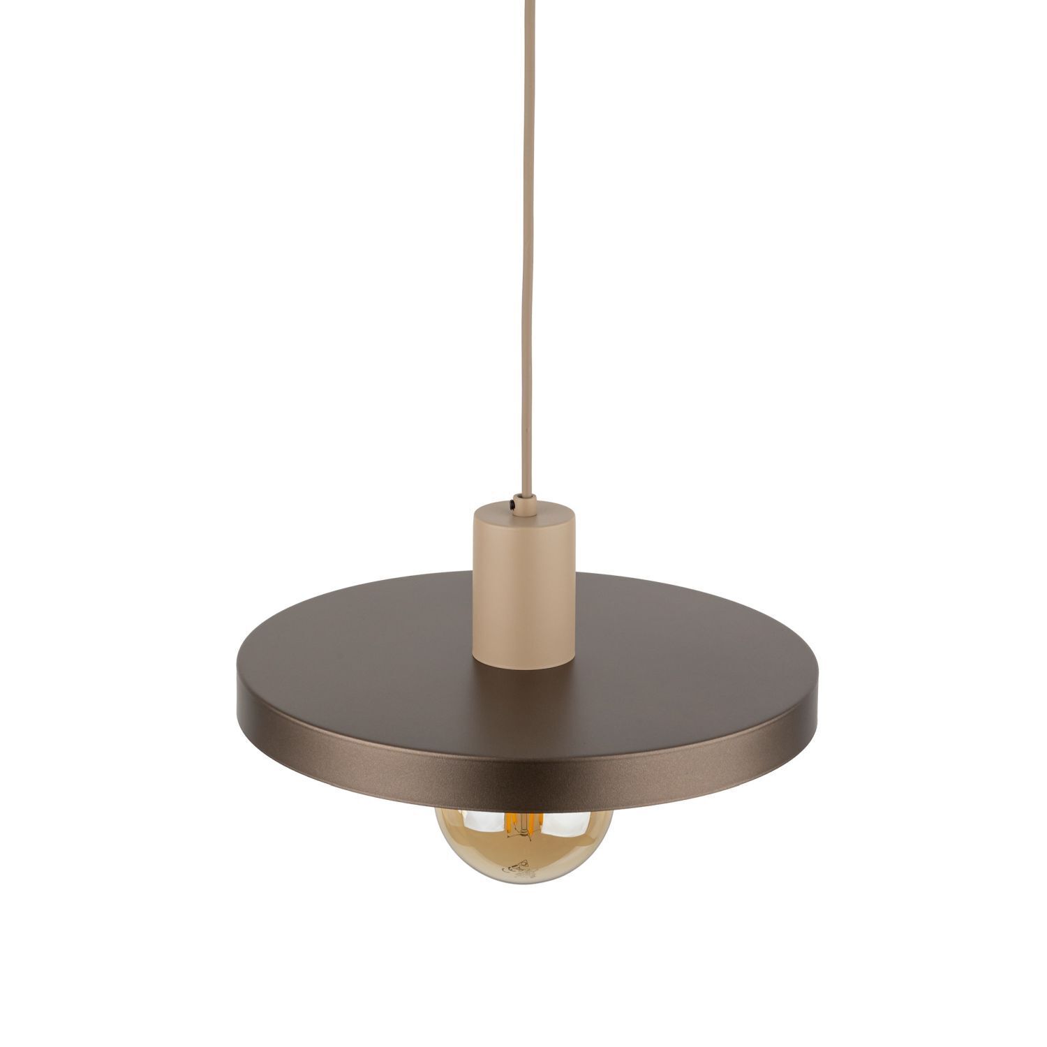 Suspension E27 Ø30 cm ronde Gris sable Marron Vintage