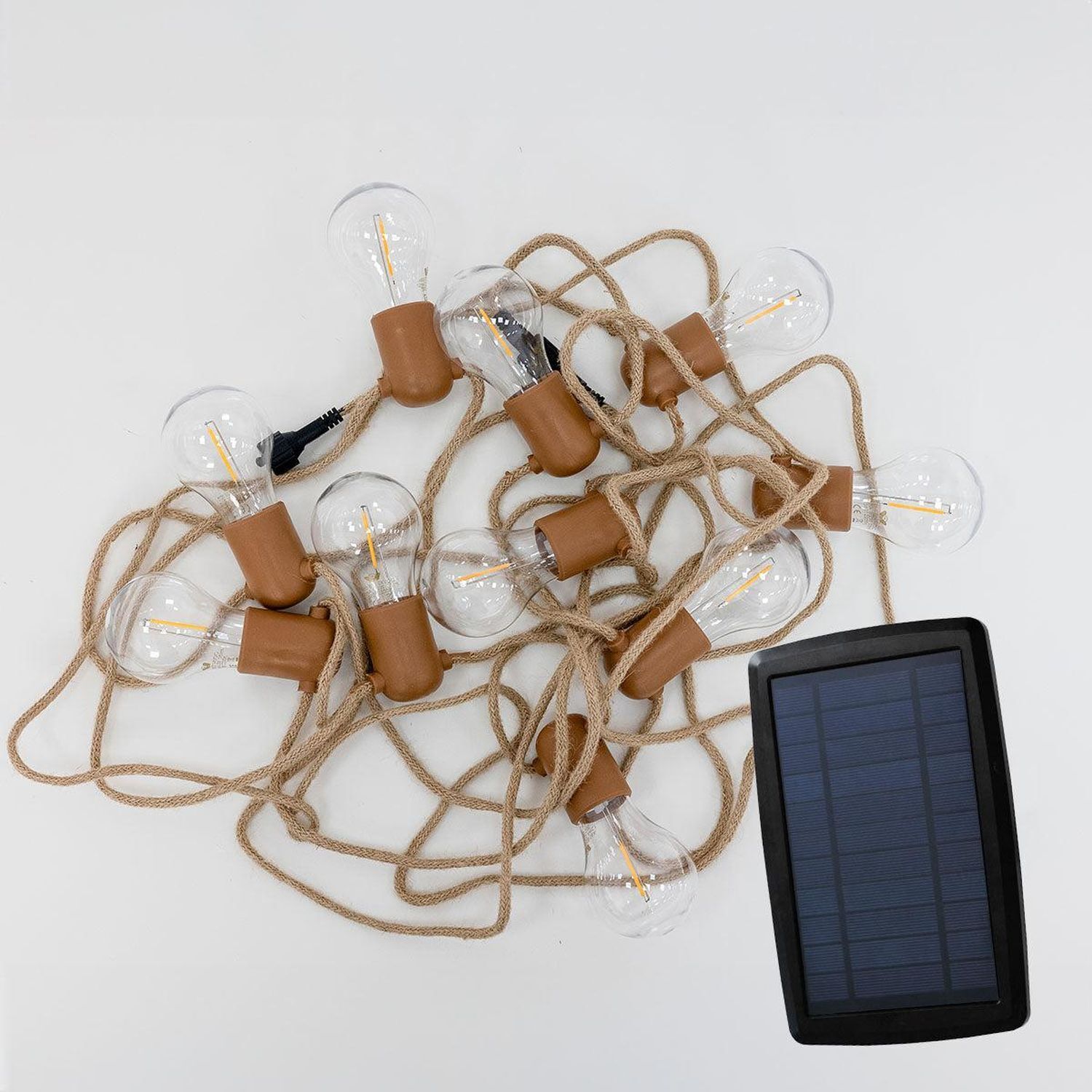 Solarlichterkette außen LED 2700K Jute IP44 5m lang