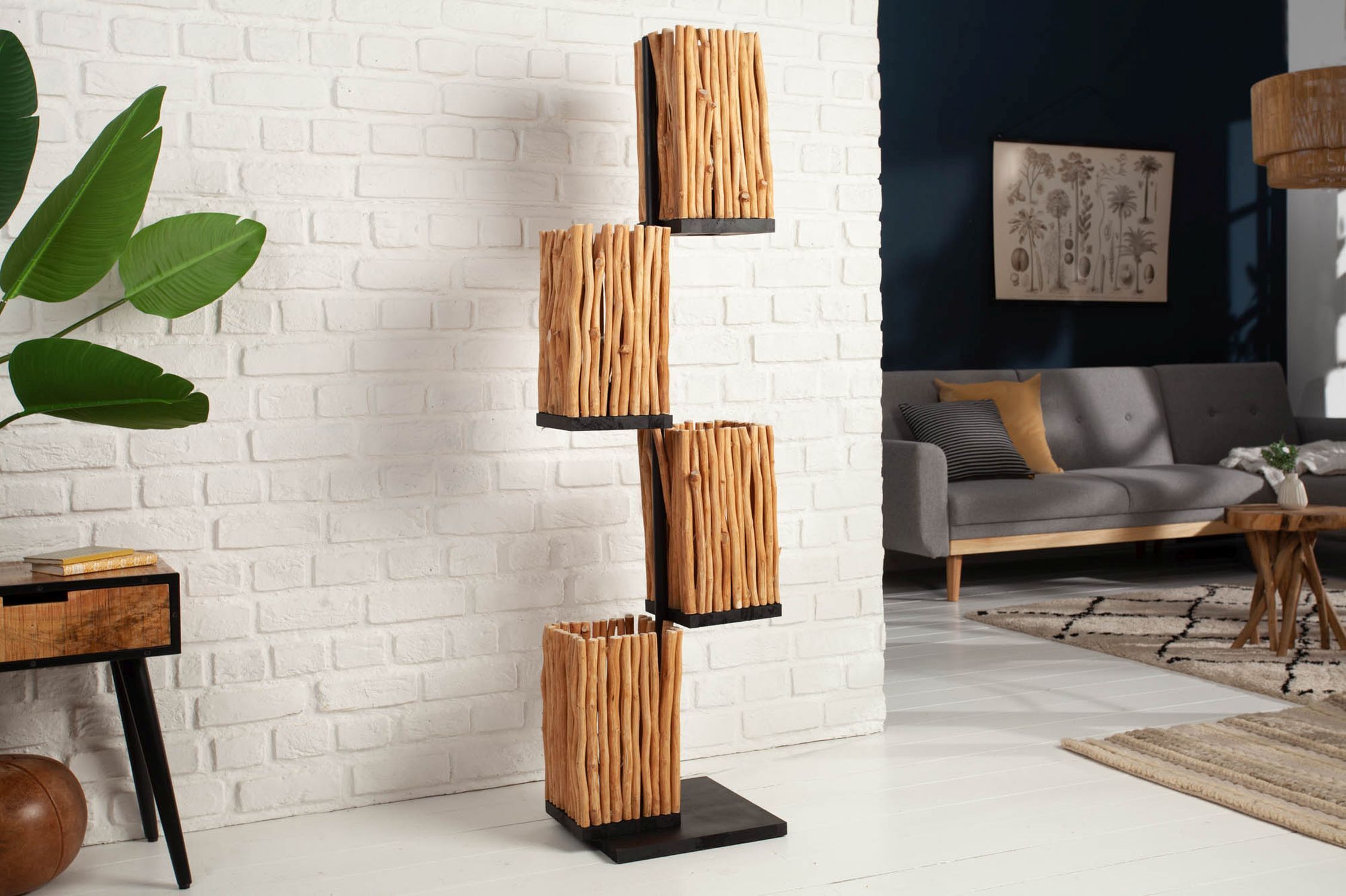 Wanddeko, Holzsäule, Deko-Stab, Wandgestaltung, Wohnzimmer