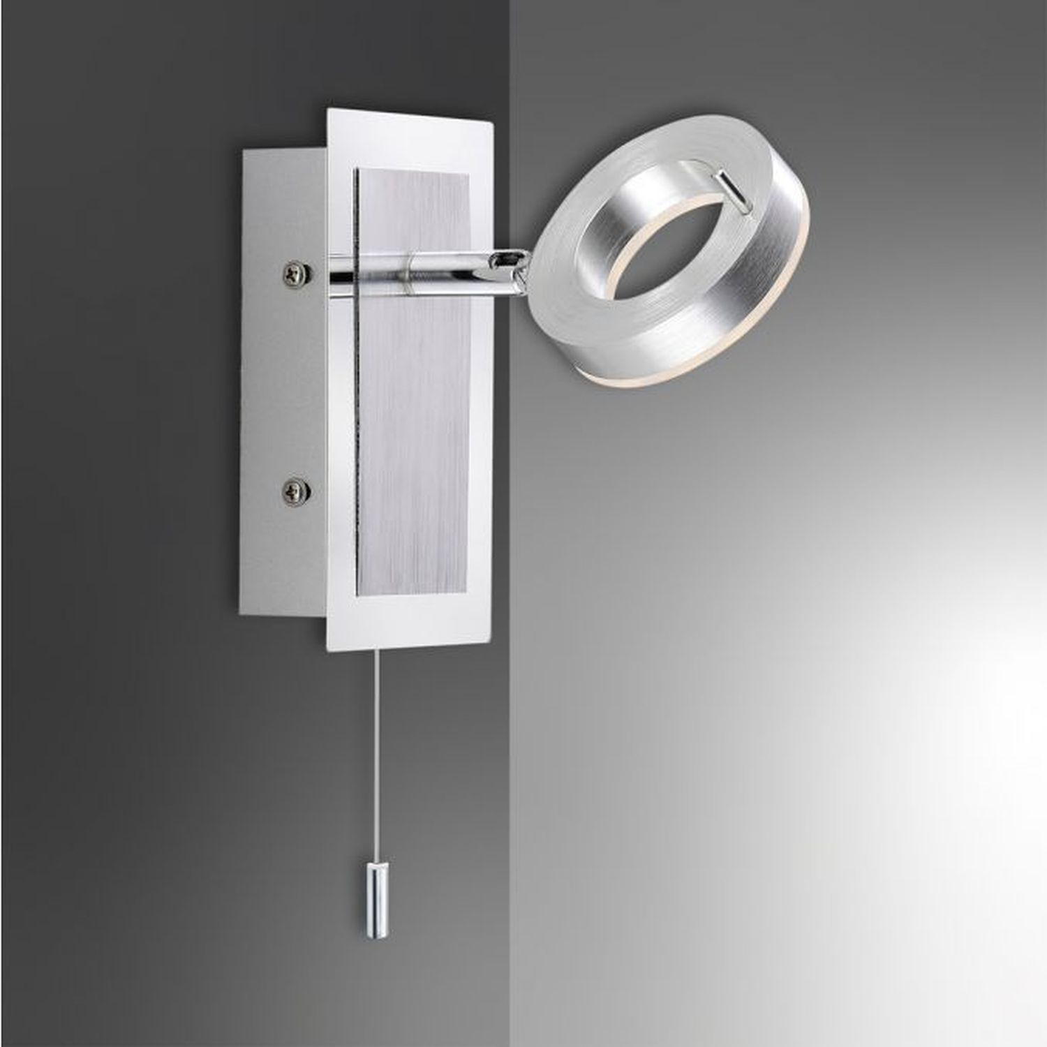 LED Wandstrahler Zugschalter IP44 flexibel in Aluminium Beleuchtung