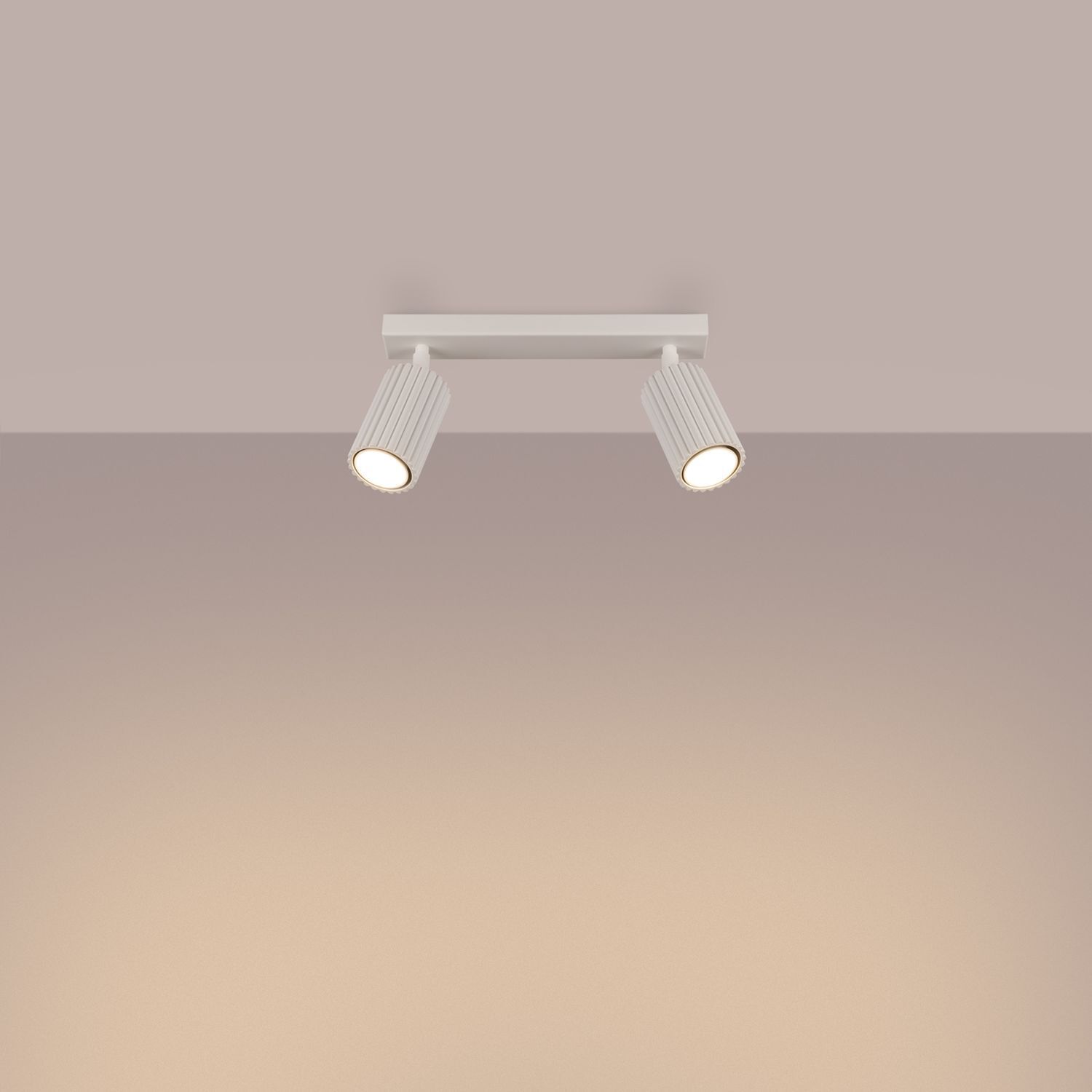 Lampe de plafonnier à 2 flammes 30 cm de long petit GU10 en crème Moderne