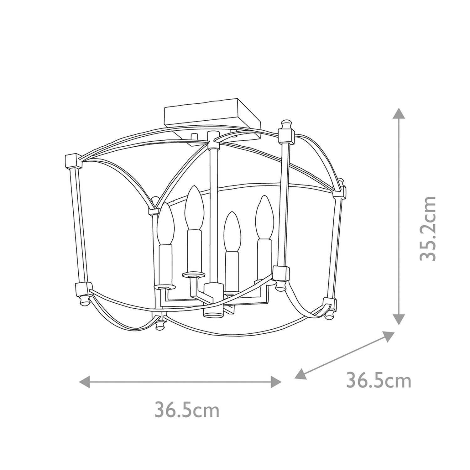 Lampe de plafonnier en métal E14 36,5 cm de large en or antique Lampe de plafonnier en métal E14 36,5 cm de large en or antique