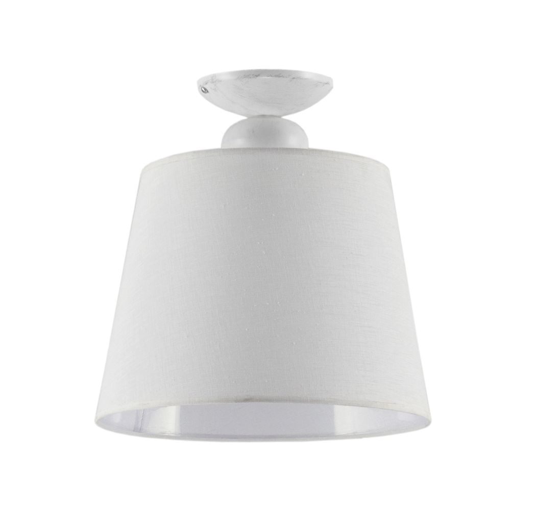 Plafonnier LOCOLA Blanc Tissu Abat-jour Ø38cm Lampe