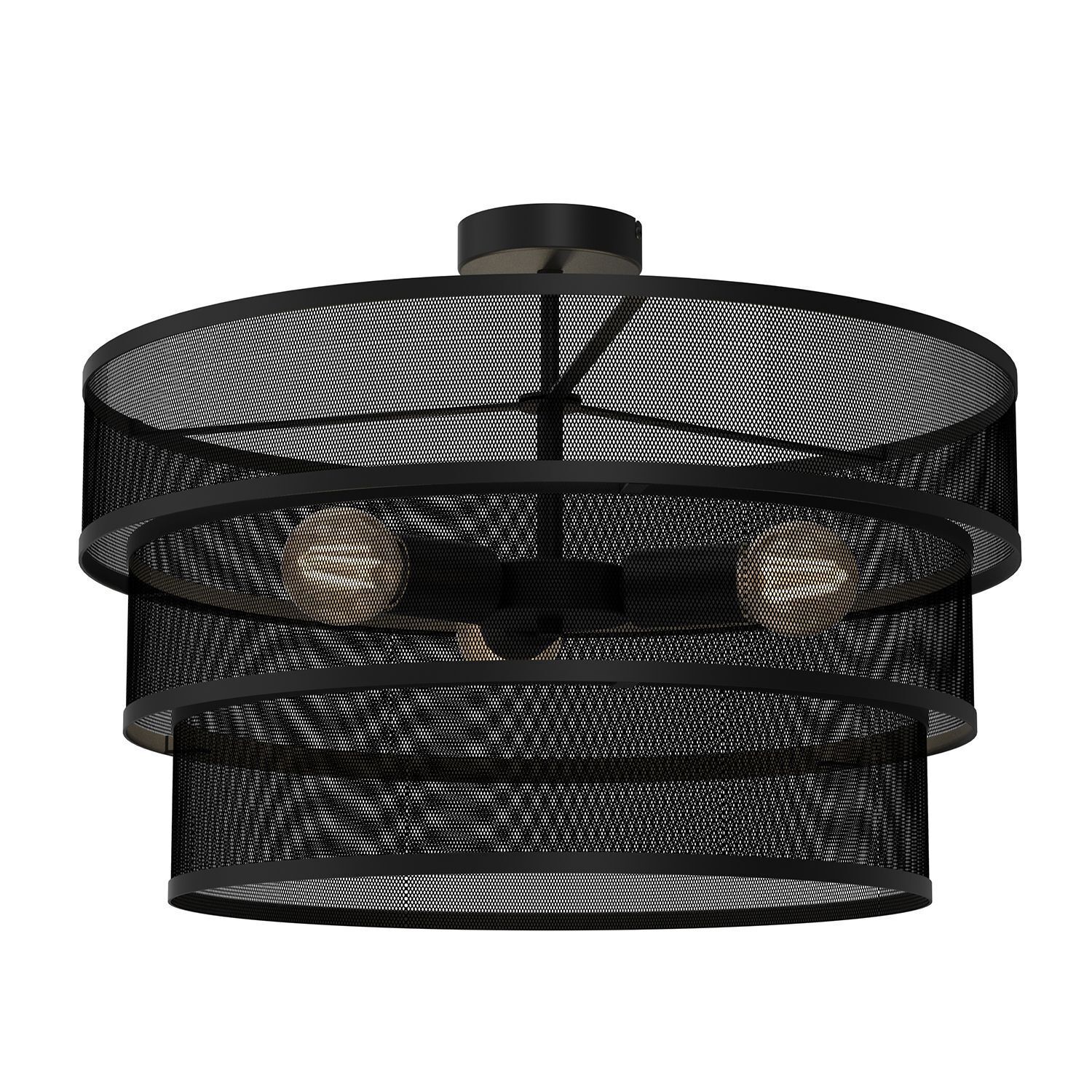 Runde Deckenlampe Metall Schwarz E27 Ø55 cm Industrial