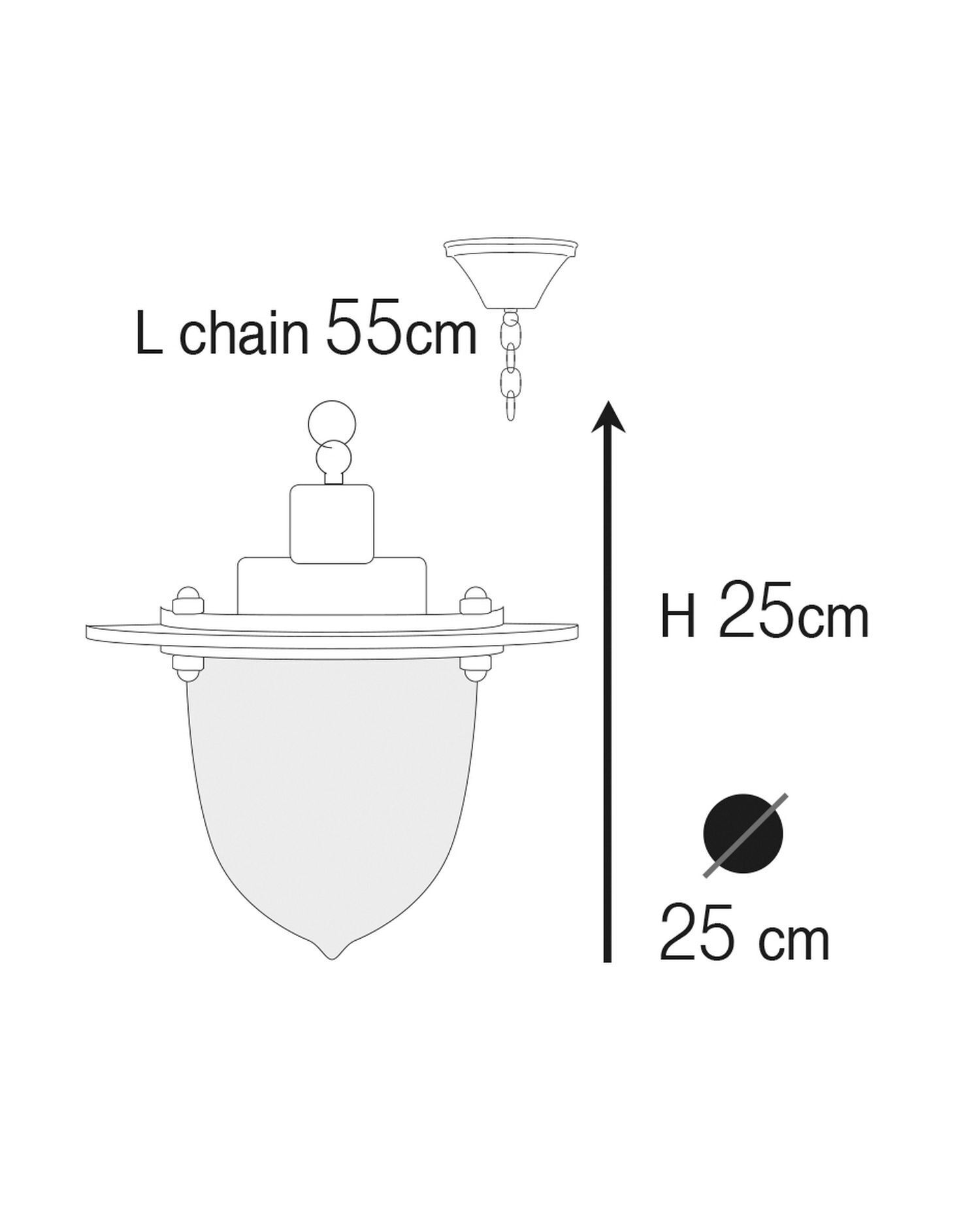 Lampe à suspendre d'extérieur laiton verre D : 25 cm rond IP44 E27