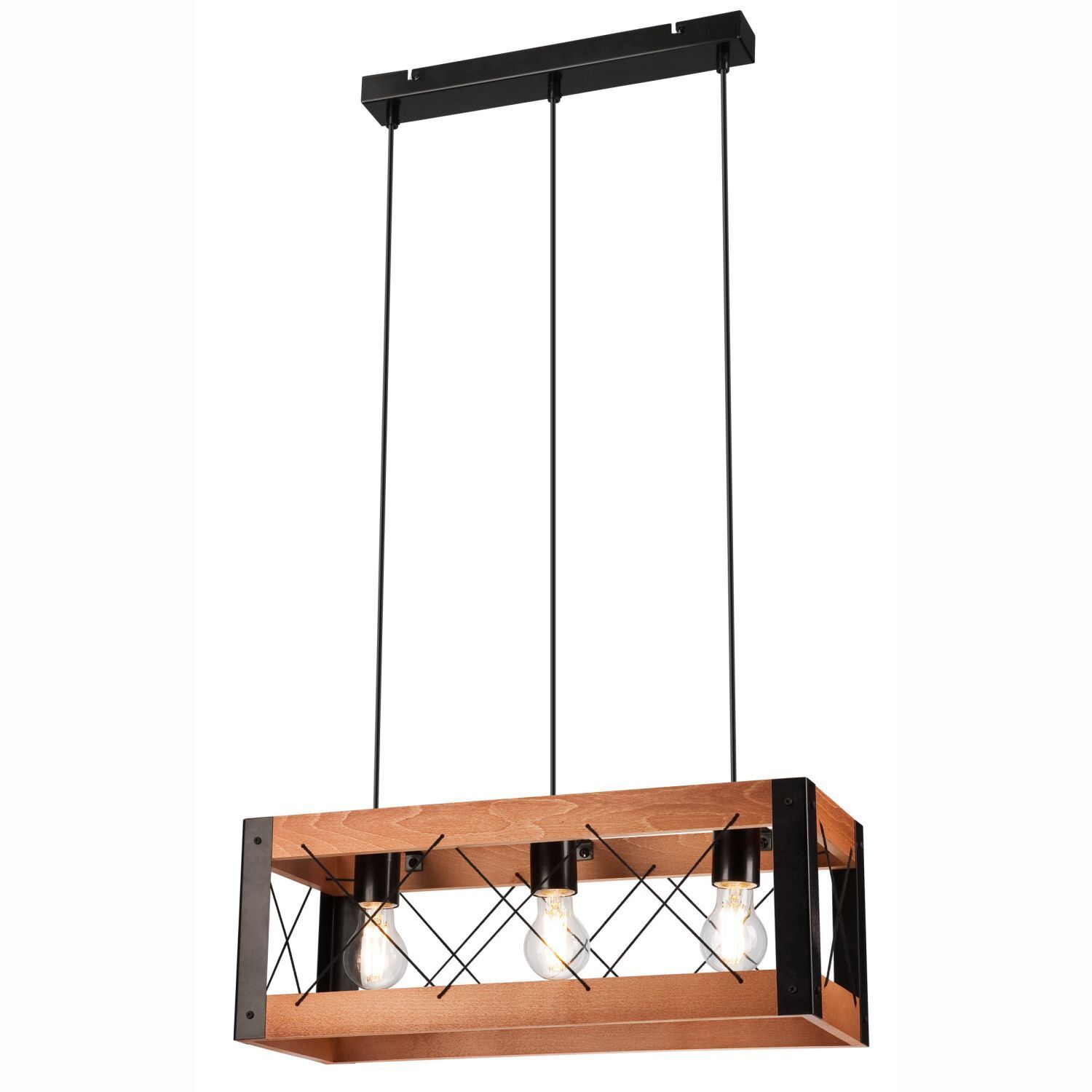 Suspension Rustique L : 53 cm réglable en hauteur Bois Métal