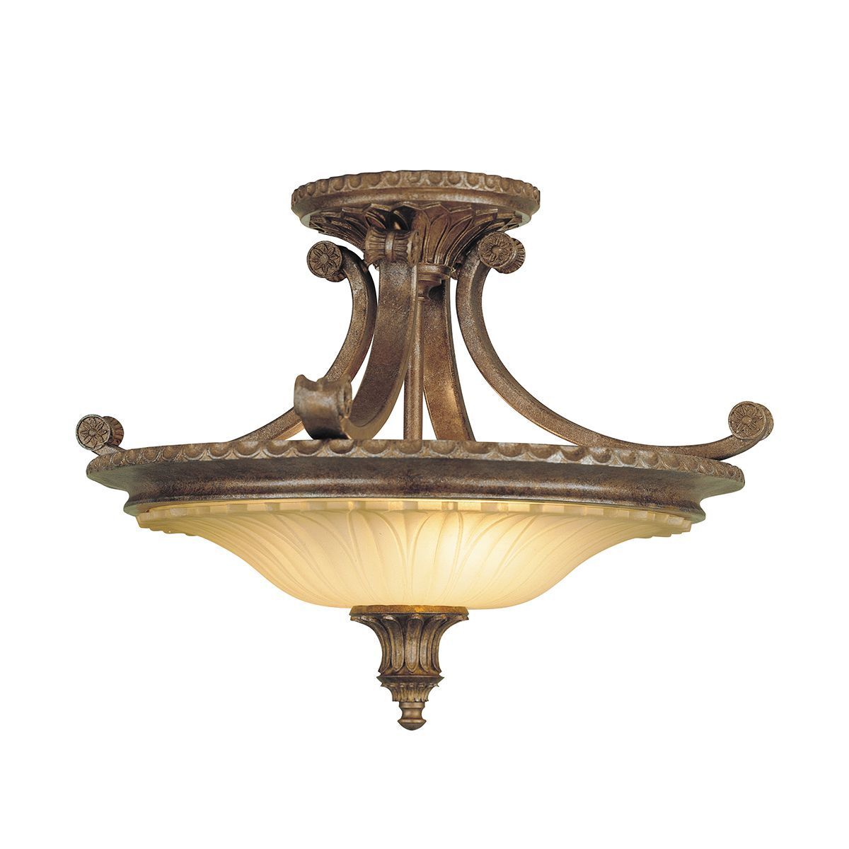 Deckenleuchte SERNOY in Bronze Creme Ø48cm Glas Metall Bronze, Leuchte, Deckenleuchte, Lampe
