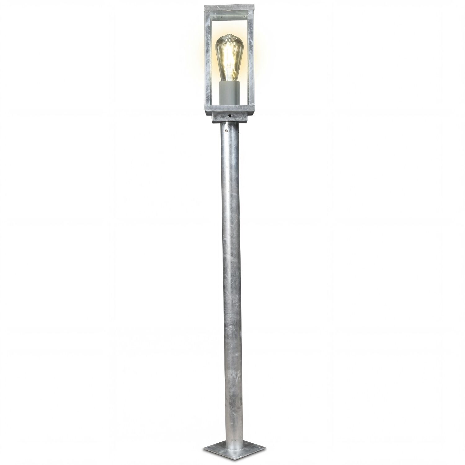 Sockelleuchte Vintage Aluminium in Zink IP44 E27 100 cm Lampe, Straßenlampe, Metallpfosten, Glaslaterne, Außenbeleuchtung