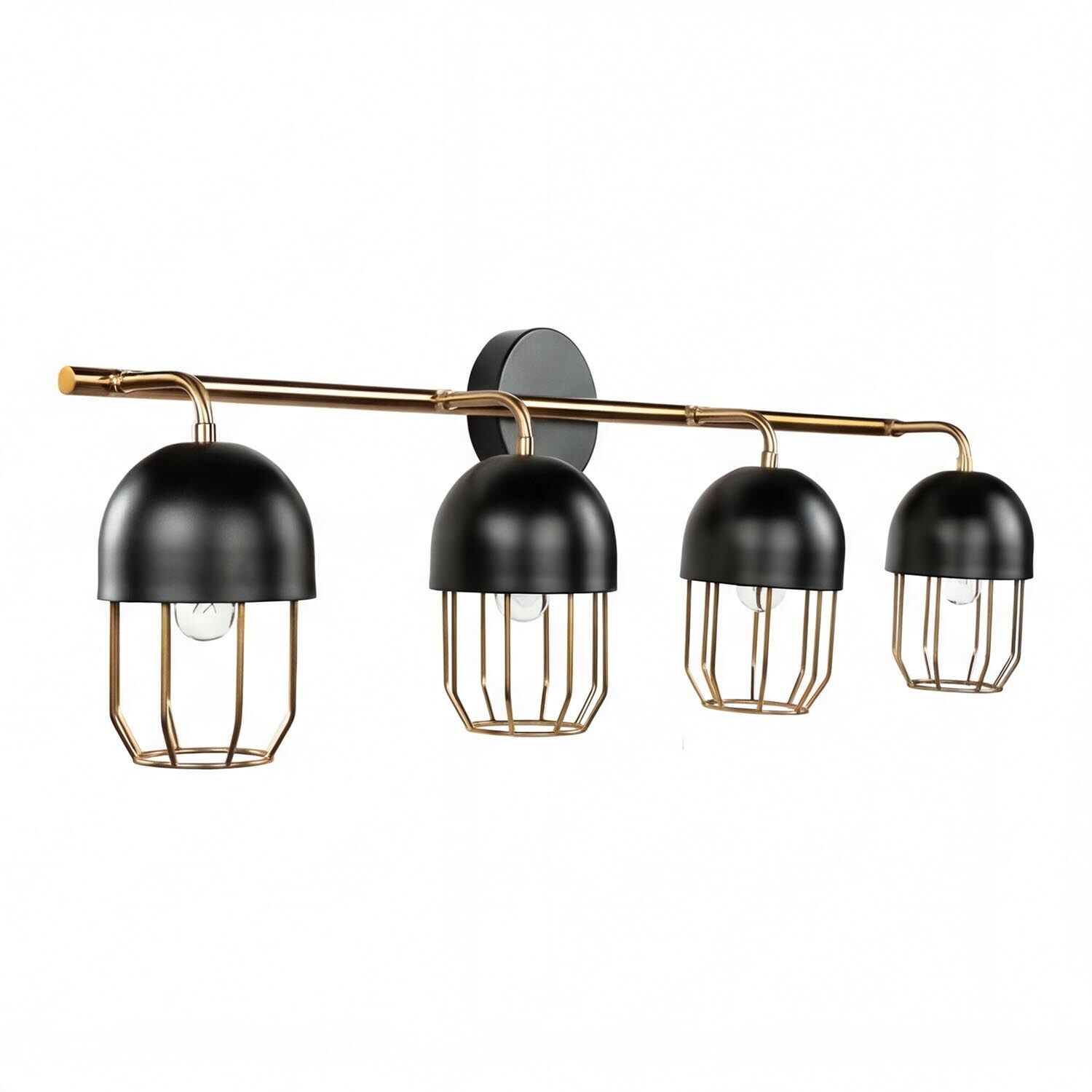 Wandlampe Schwarz Gold groß 4x E14 Metall Loft Design Wandleuchte, Deckenlampe, 4-flammig, Schwarz, Metall