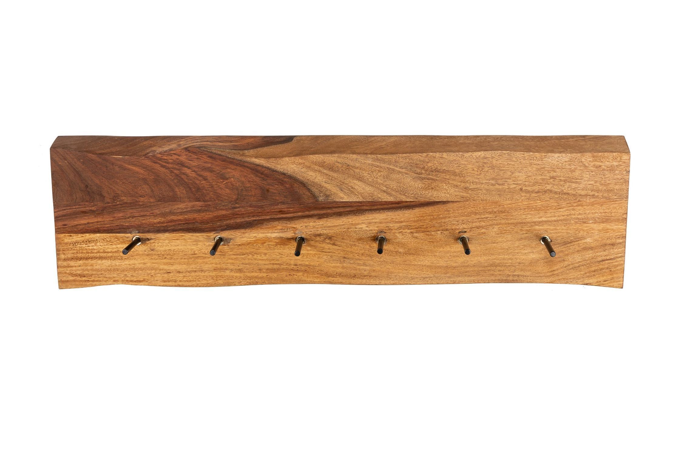 Wandgarderobe Sheesham Holz massiv 80 cm lang 6 Haken