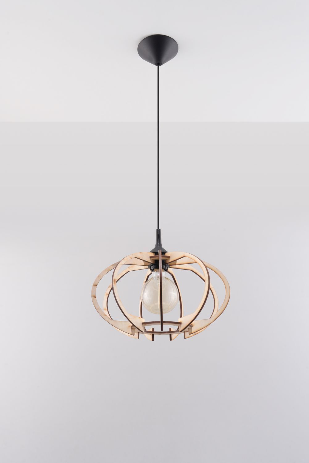 Hängelampe Holz Ø35cm Modern E27 wohnlich VIRIA Leuchter, Lampe, Leuchte