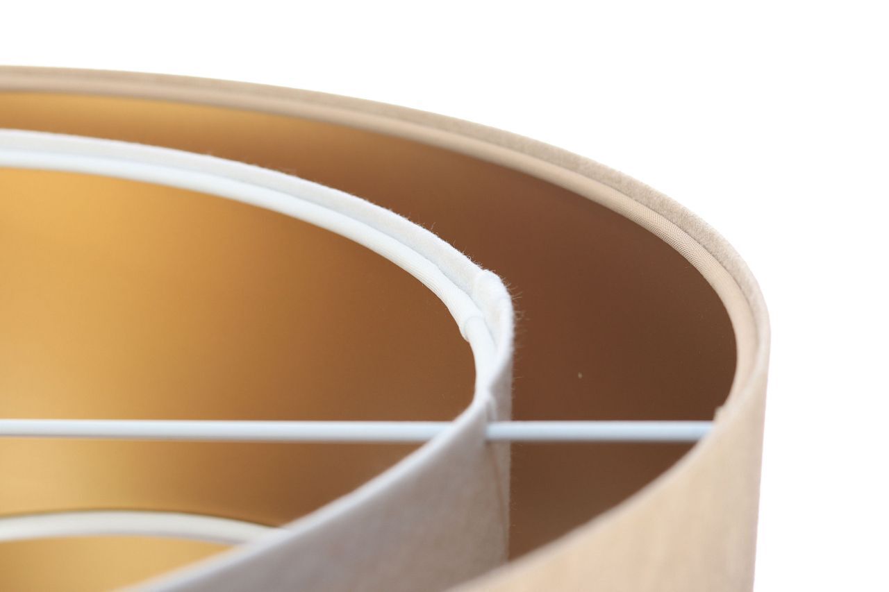 Lampe à suspendre Tissu Beige Or E27 rond D : 50 cm Aspect velours