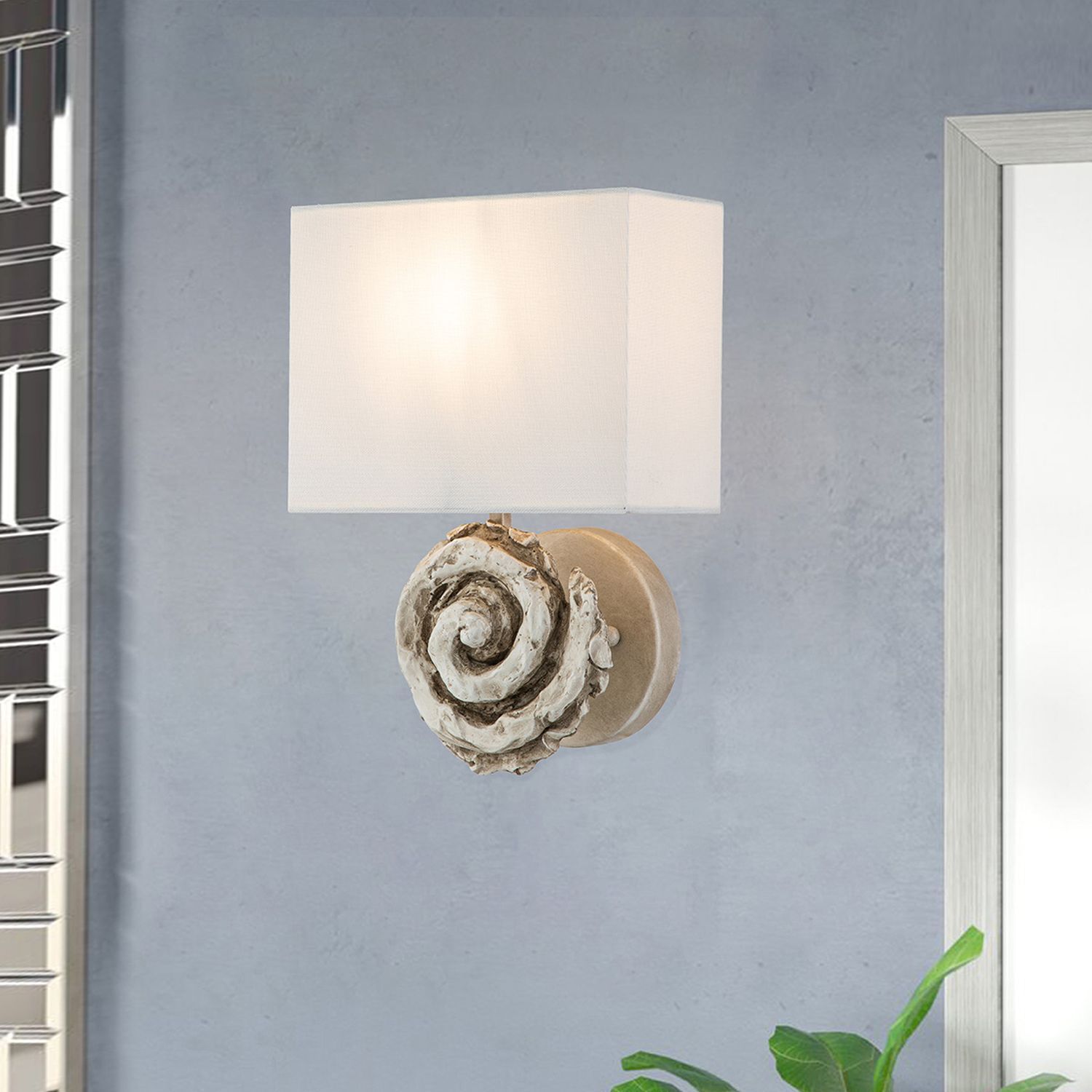 Wandlampe Stoff 31,8 cm hoch Creme Weiß