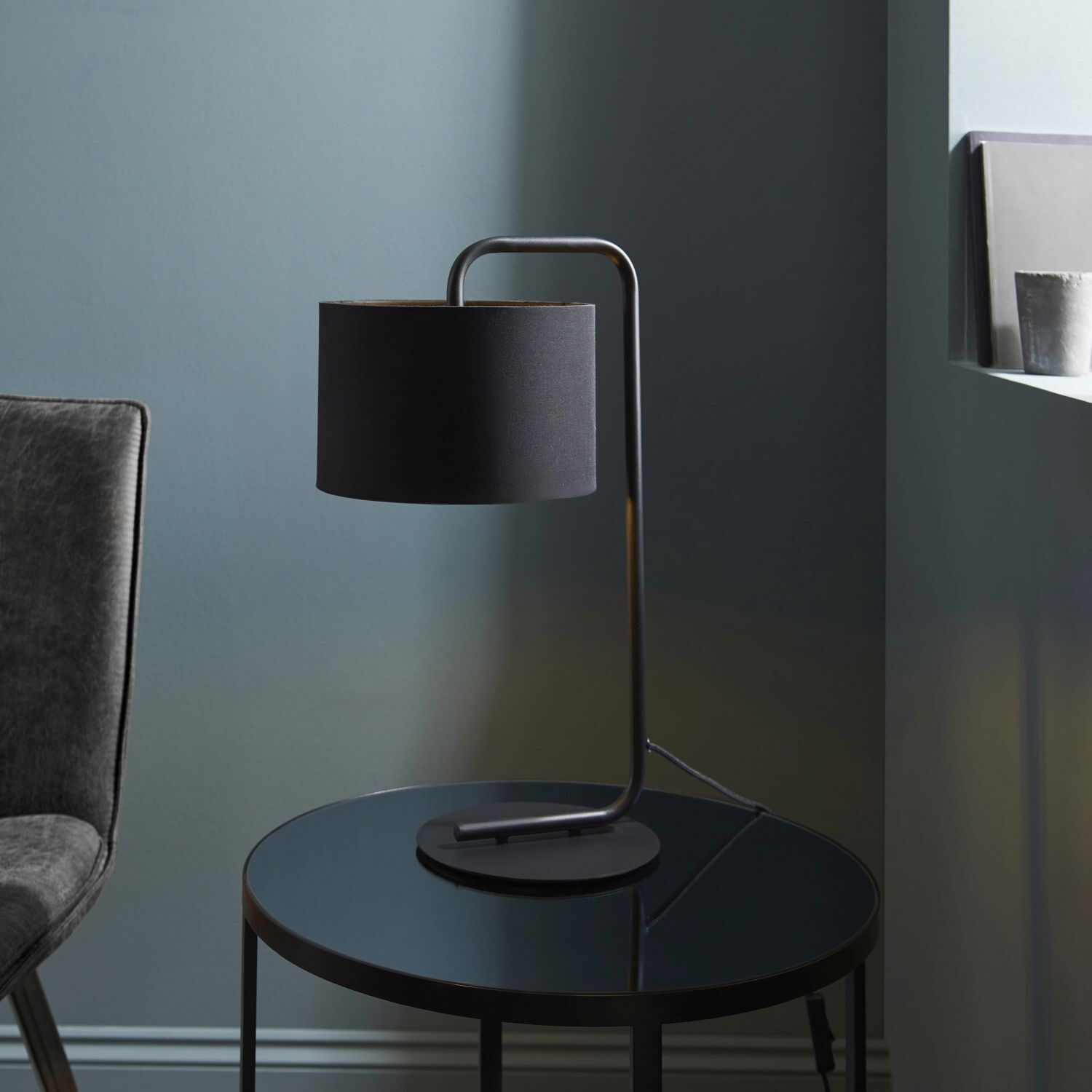 Lampe de table Noir Tissu Métal 50 cm Moderne E27