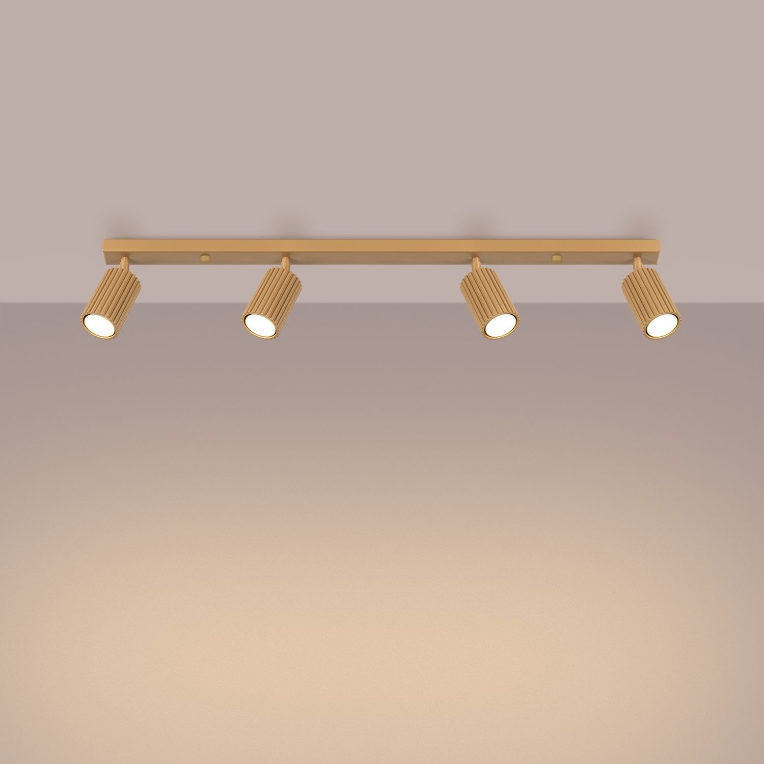 Deckenlampe 4-flammig 81 cm lang GU10 in Gold aus Aluminium Beleuchtung, Leuchte, Deckenleuchte