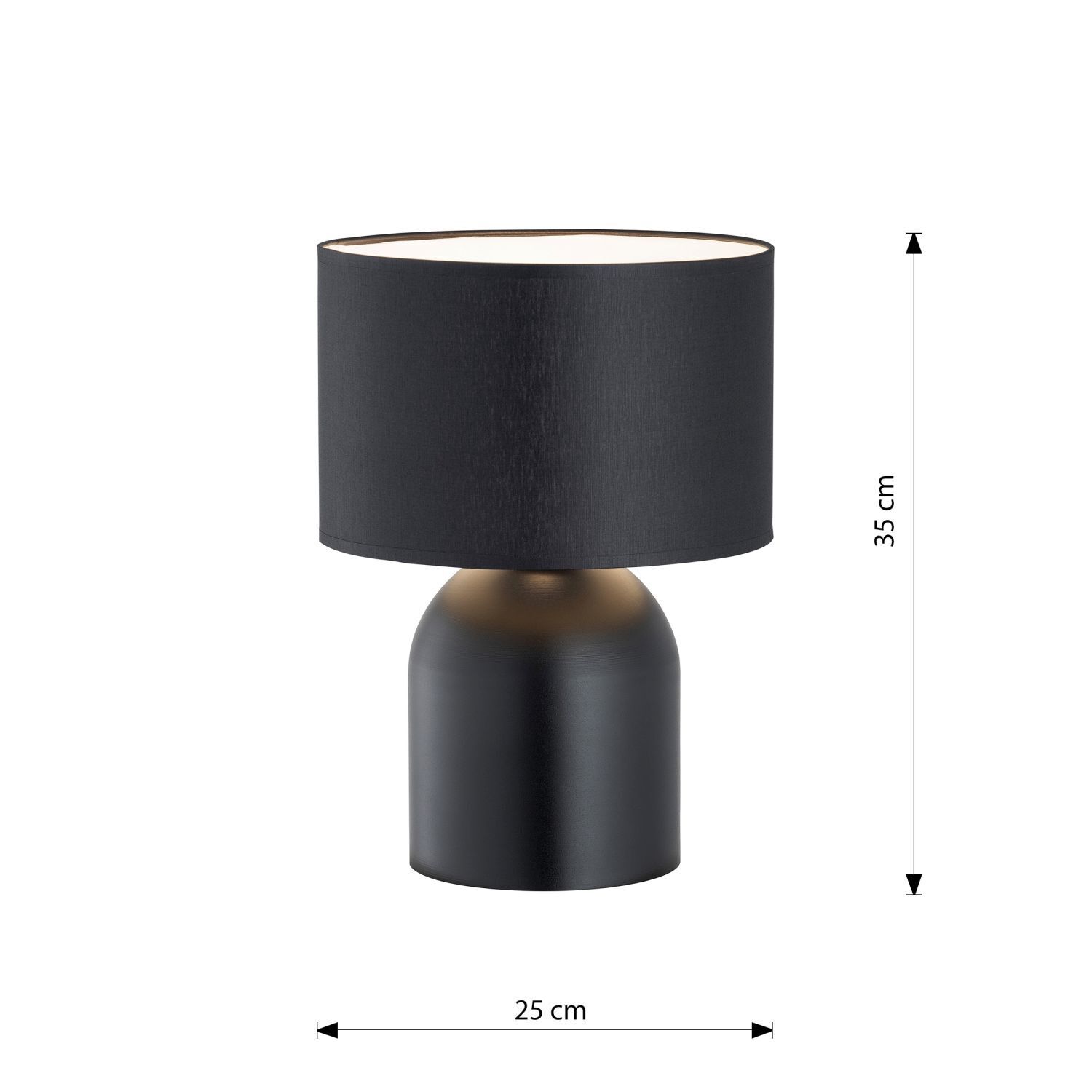 Lampe de table métal tissu 35 cm noir blanc E27 CLARA Lampe, Tischlampe