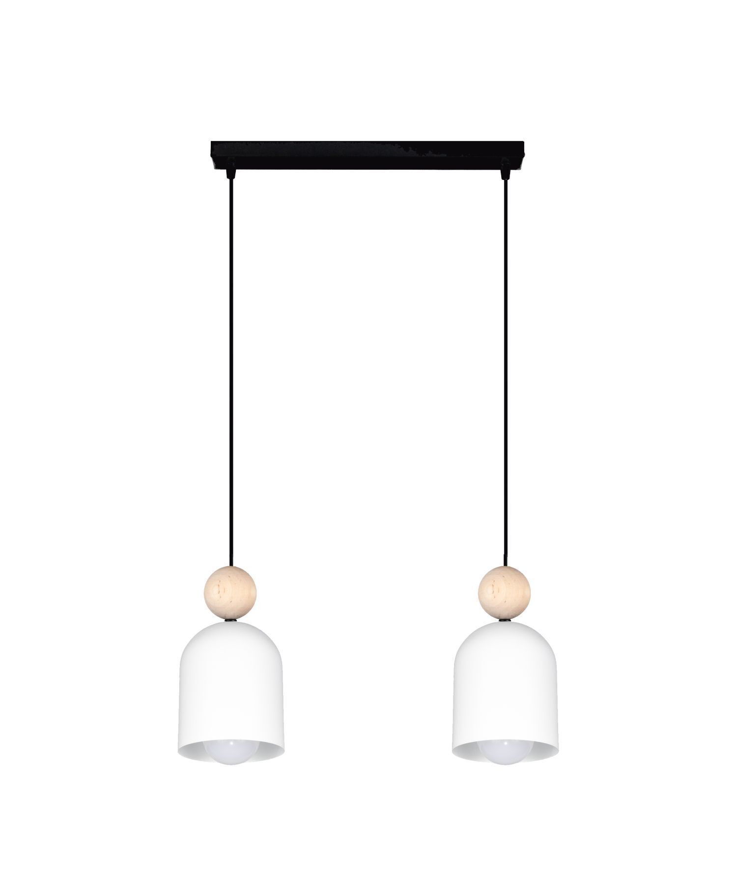 Wohnliche Hängelampe Schwarz Weiß Metall Holz E27 46 cm