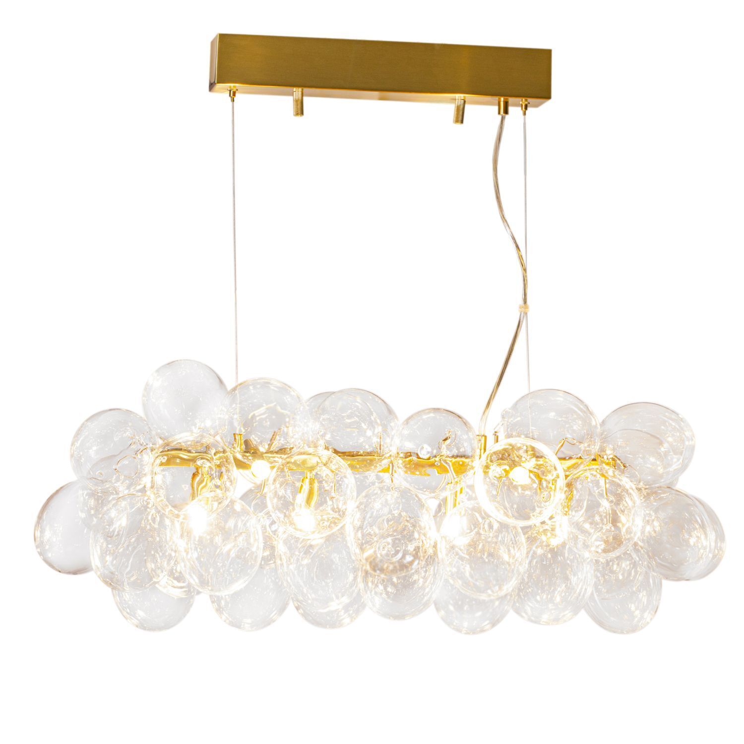 Pendelleuchte Glas Metall L: 80 cm H: max. 120 cm in Gold