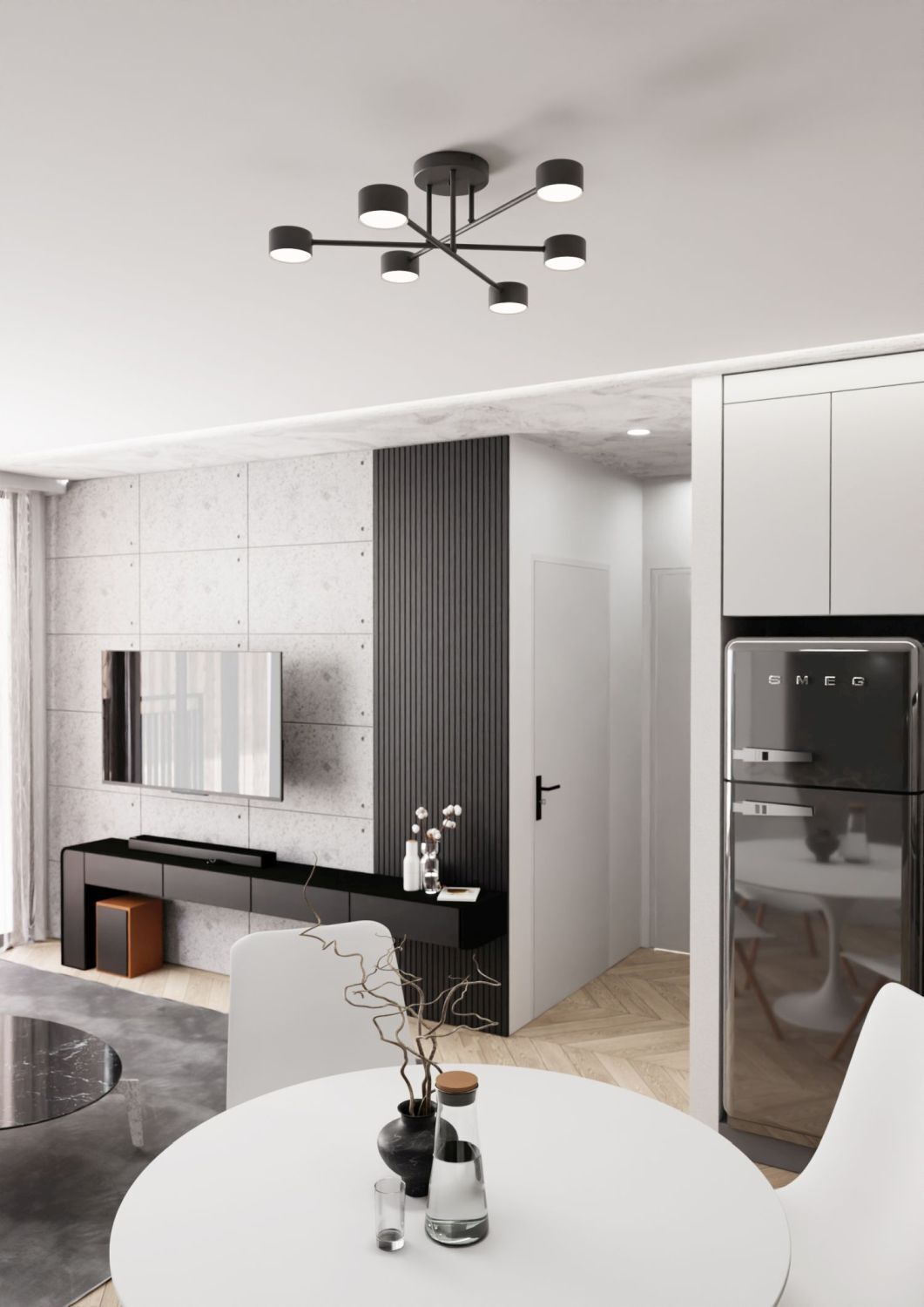 Deckenleuchte Schwarz Metall akzentuiert GX53 B:60 cm Innenarchitektur, Kronleuchter, Dekoration für Zuhause, Tasse, Wohnzimmer