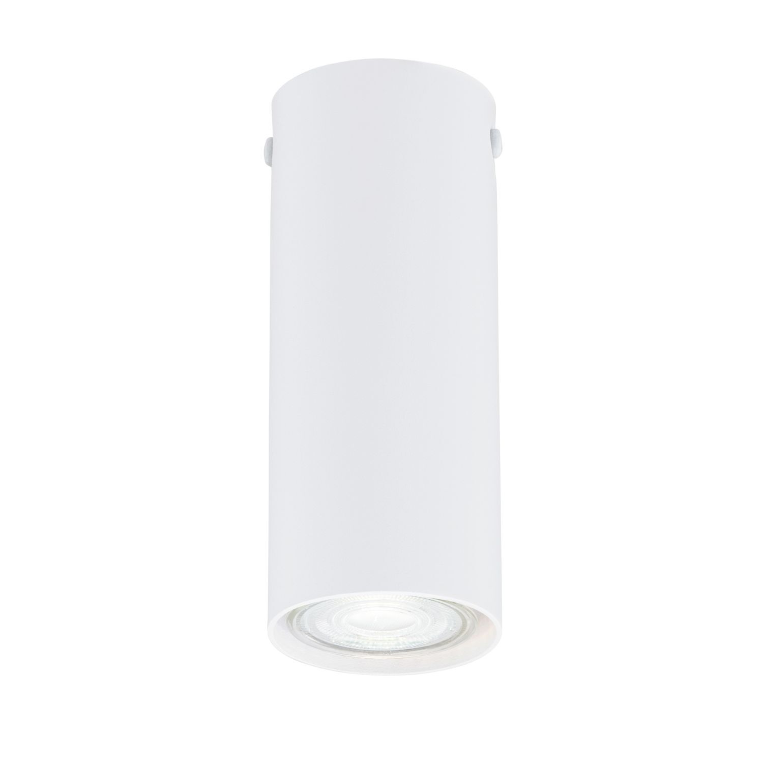 Plafonnier rond Ø 6 cm H : 15 cm Métal blanc GU10 apparent