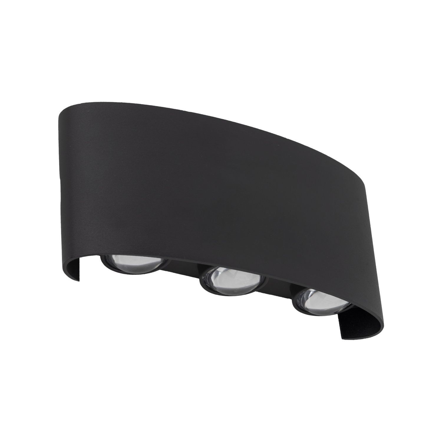 Wand-/Aufsetzleuchte, Wandlampe, LED-Lampe, schwarz, 3-Fach-Licht