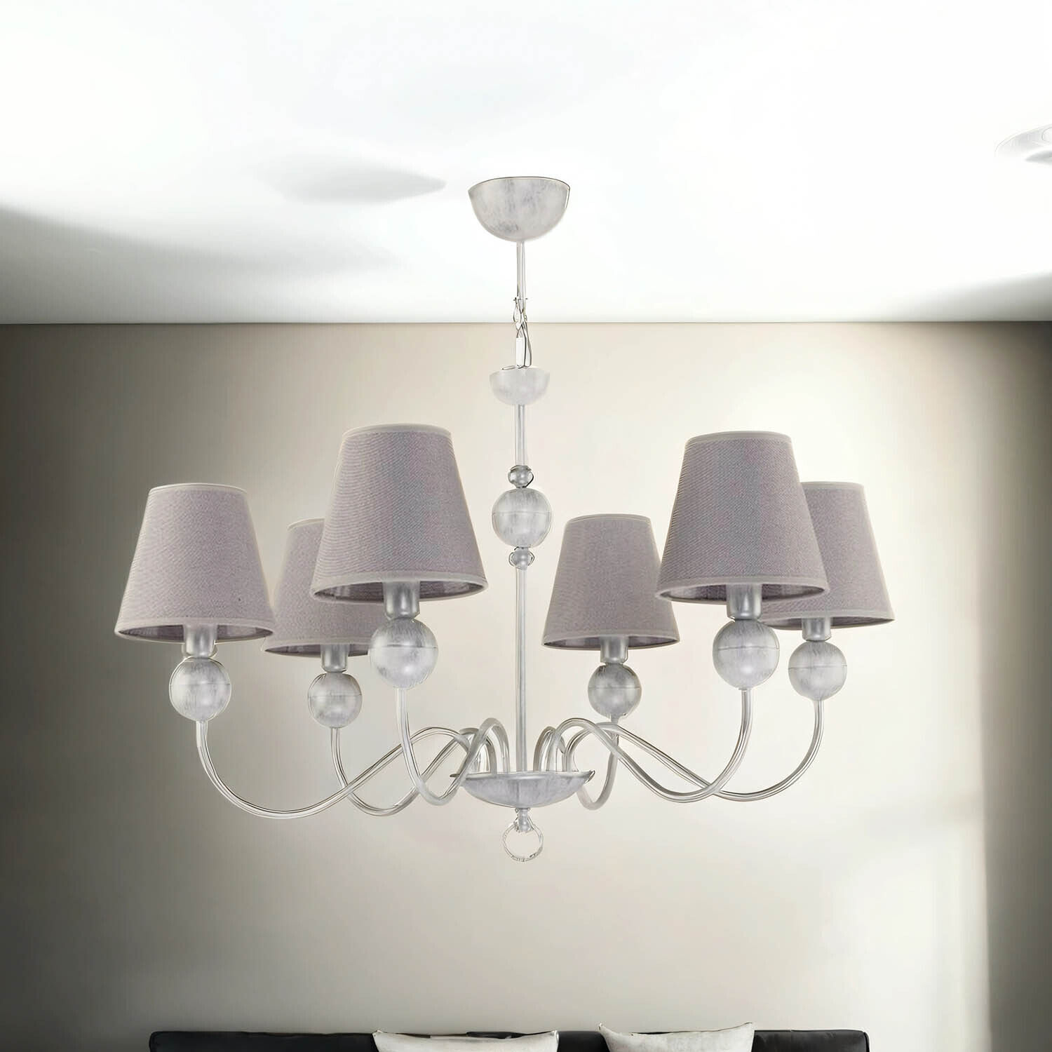 Kronleuchter Grau Weiß Ø74cm ANTEXIA Esstisch Lampe Lampe, Kronleuchter