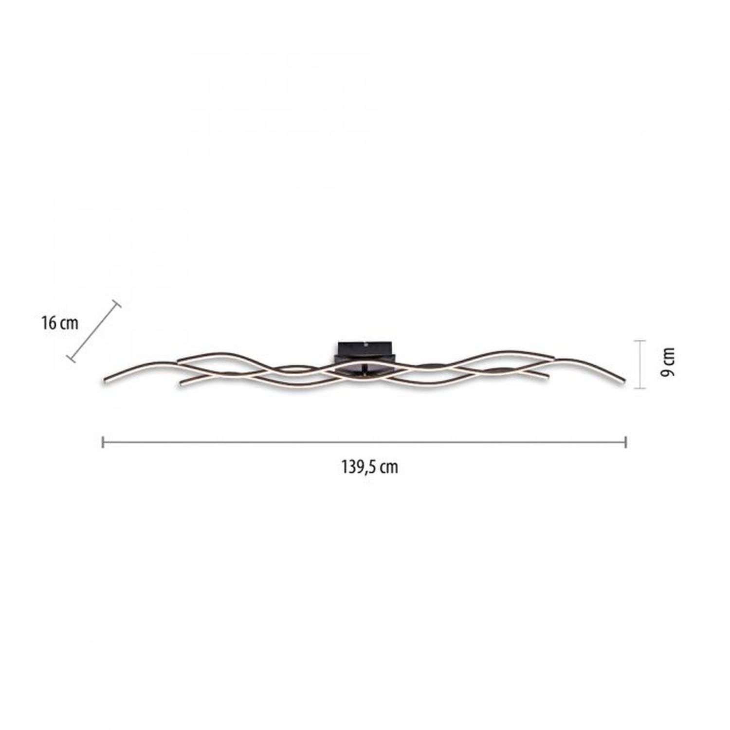 LED Deckenleuchte Wellen Metall Schwarz 139 cm 3000 K