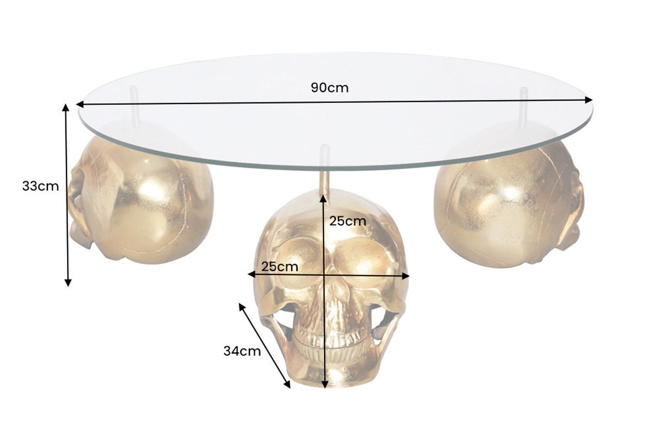 Couchtisch Hartglas Metall in Gold 90 x 90 cm Moebel, Tabelle, Kaffeetisch, Sphäre